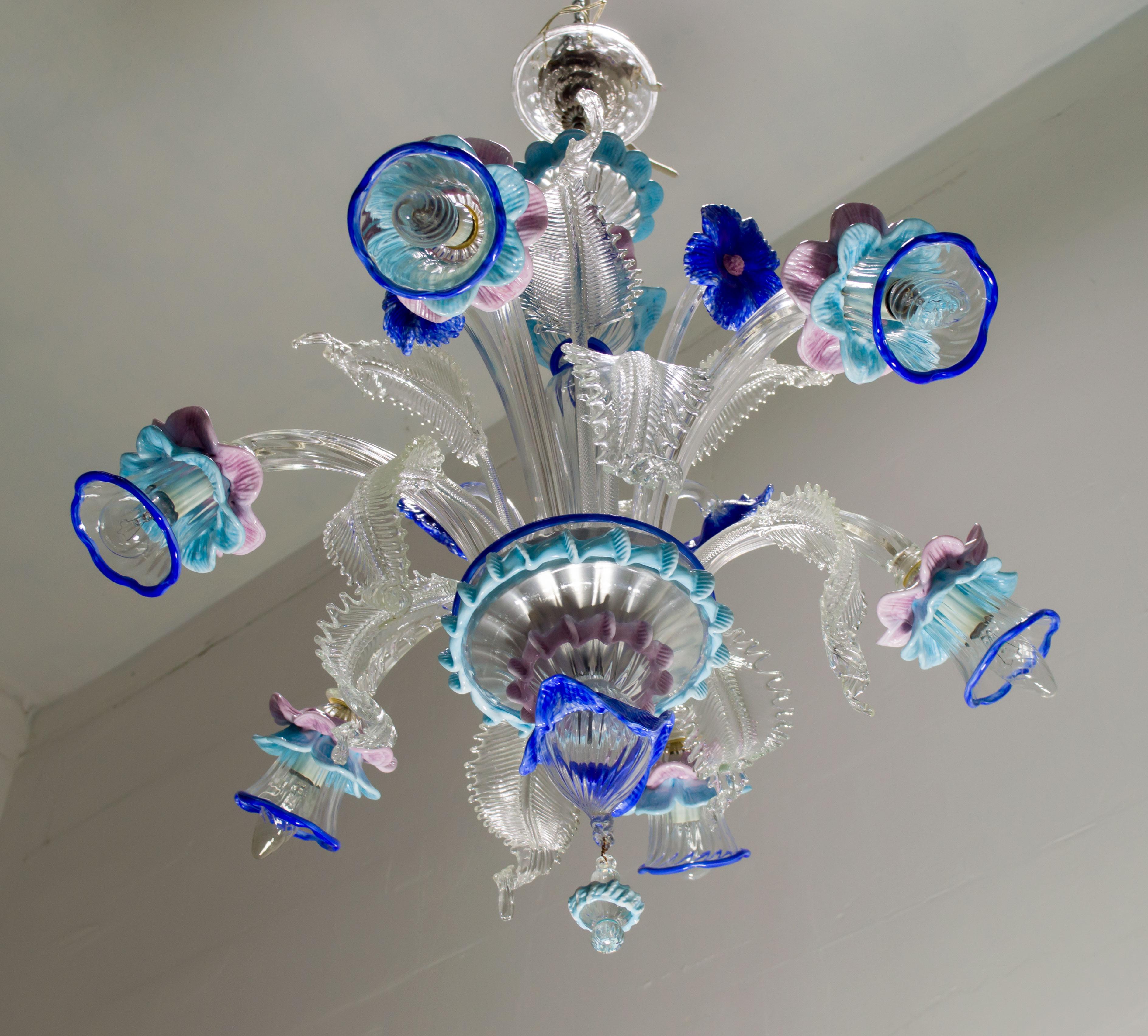 20th Century Modern Venetian Murano Glass Chandelier 