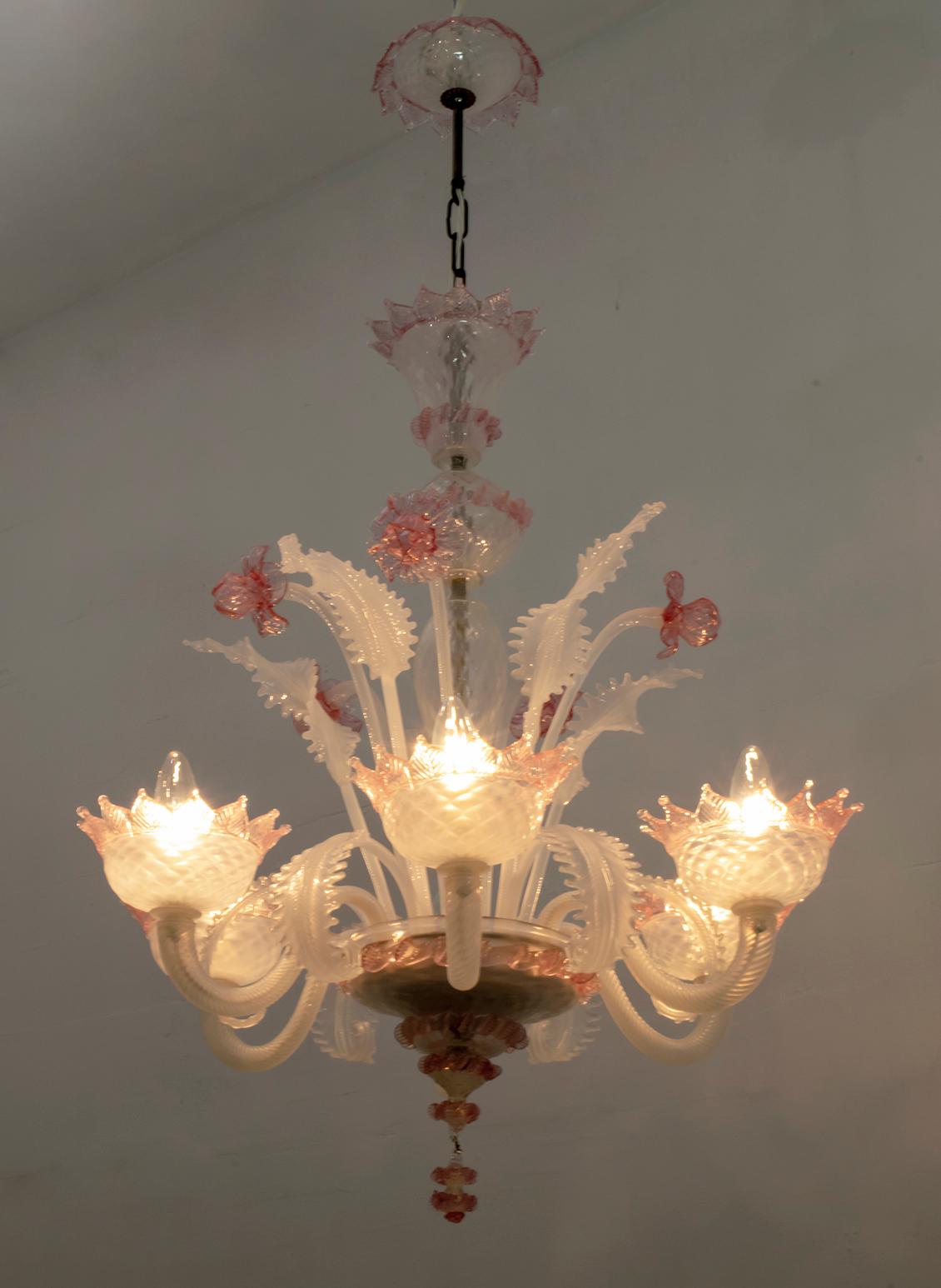 20th Century Modern Venetian Murano Glass Chandelier 