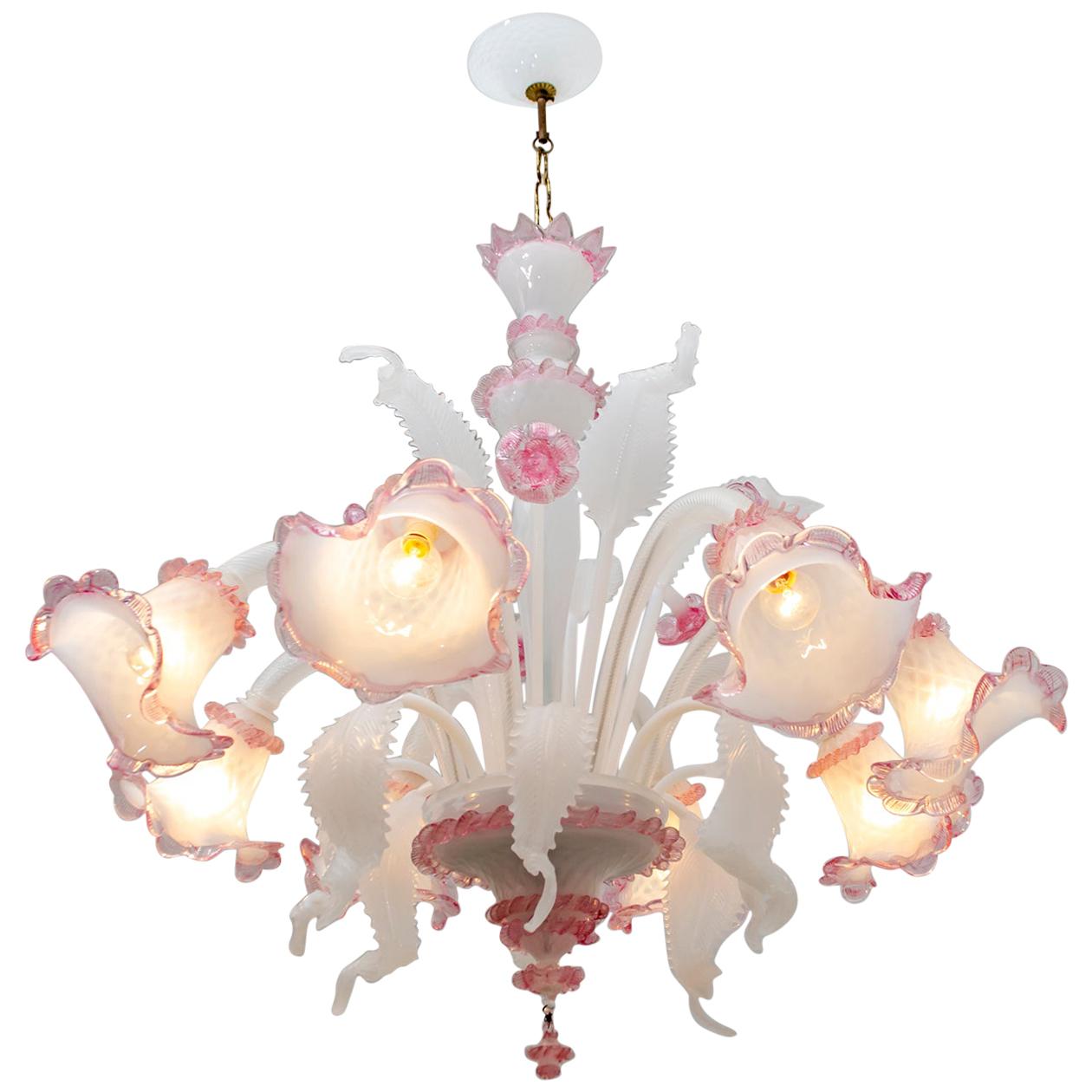 20th Century Modern Venetian Murano Glass Chandelier "Ca'rezzonico" Style, 1960s