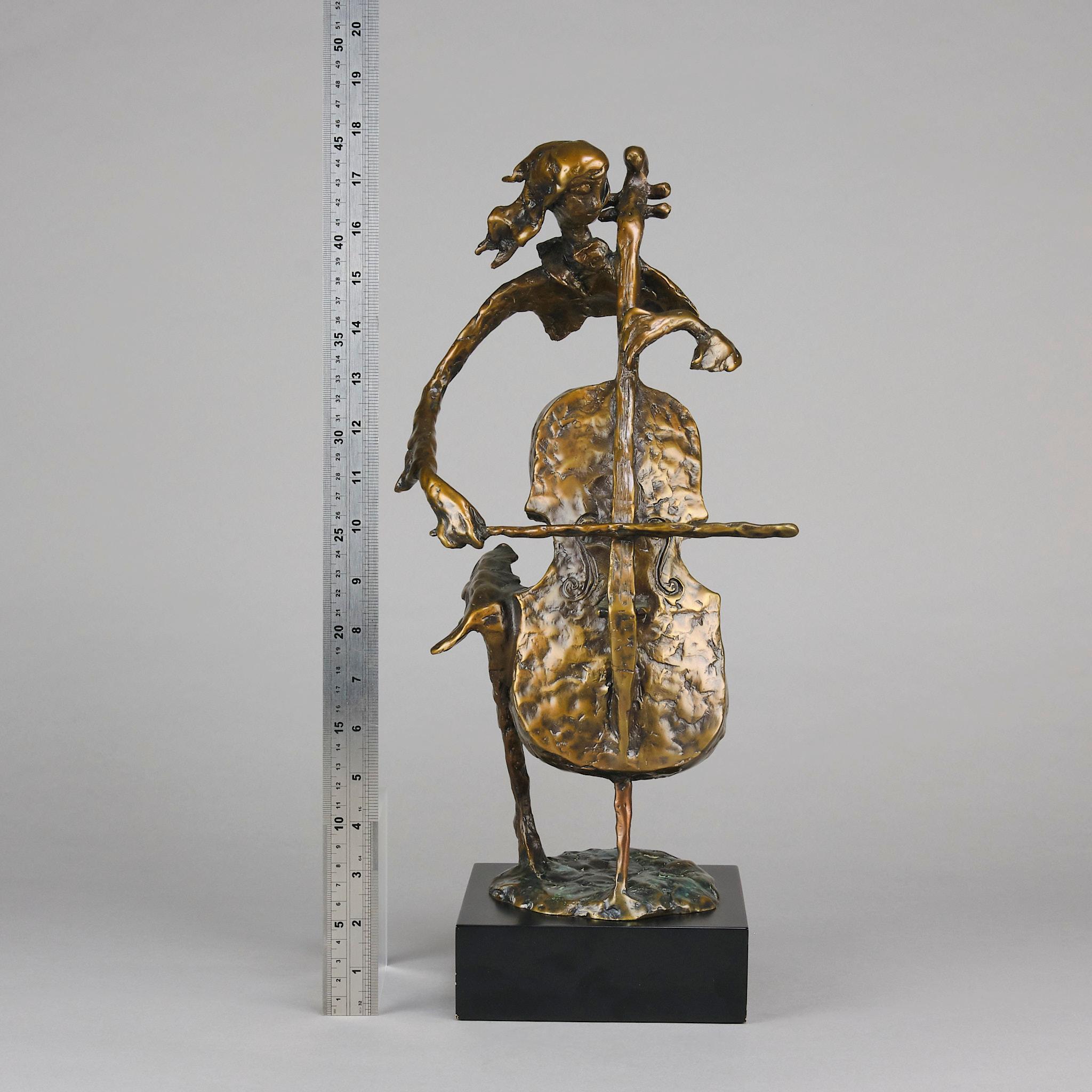 Sculpture en bronze moderniste du 20e siècle intitulée 