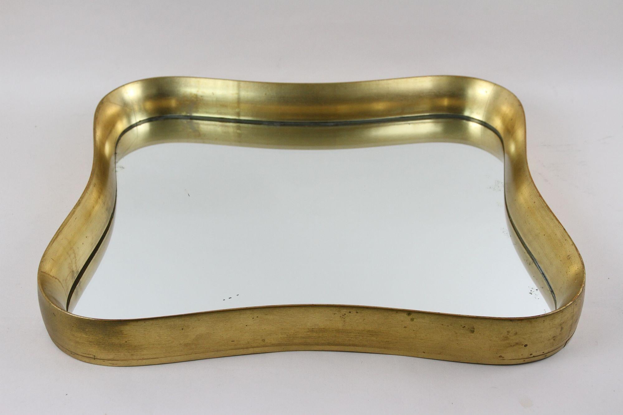 Mid-Century Modern 20th Century Modernist Gilt Wall Mirror Attributed to Max Welz, Austria ca.1940s en vente