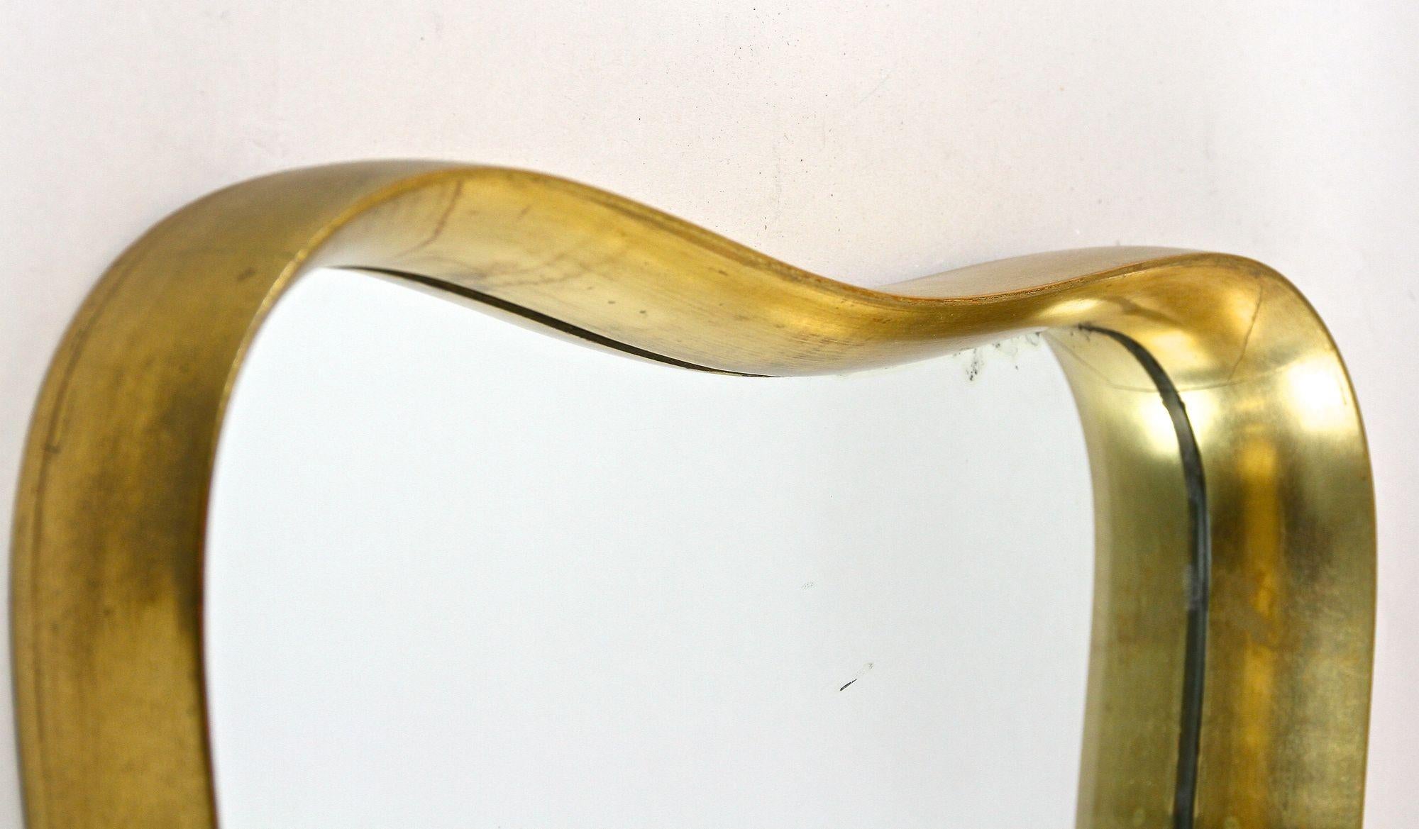 Autrichien 20th Century Modernist Gilt Wall Mirror Attributed to Max Welz, Austria ca.1940s en vente