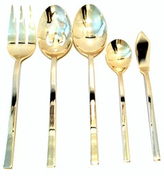 20th Century Modernist Gold Plate Flatware Set of 46 by Cambridge