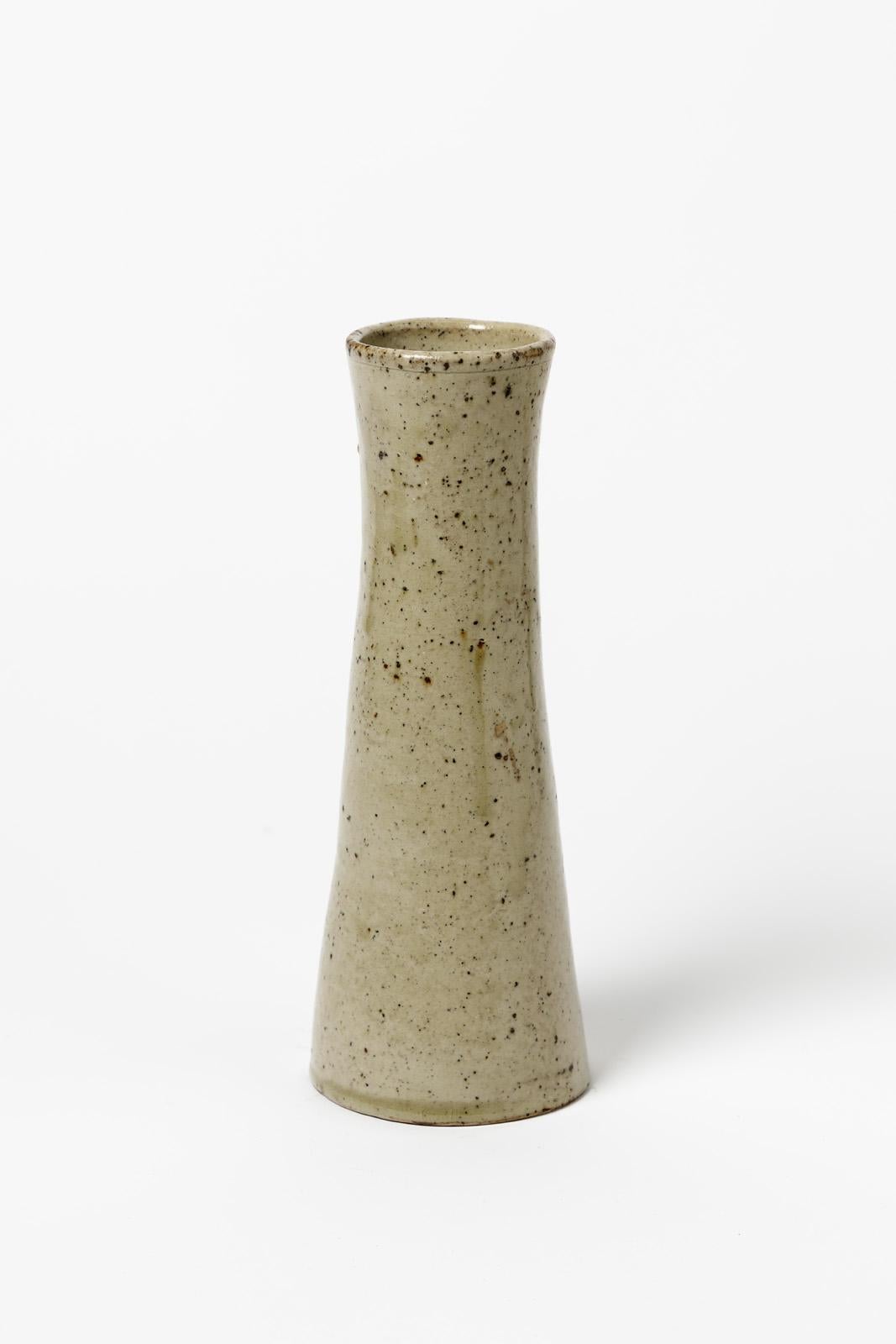 Mid-Century Modern 20th century modernist grey stoneware ceramic vase by Armand Bedu La Borne 1940 For Sale