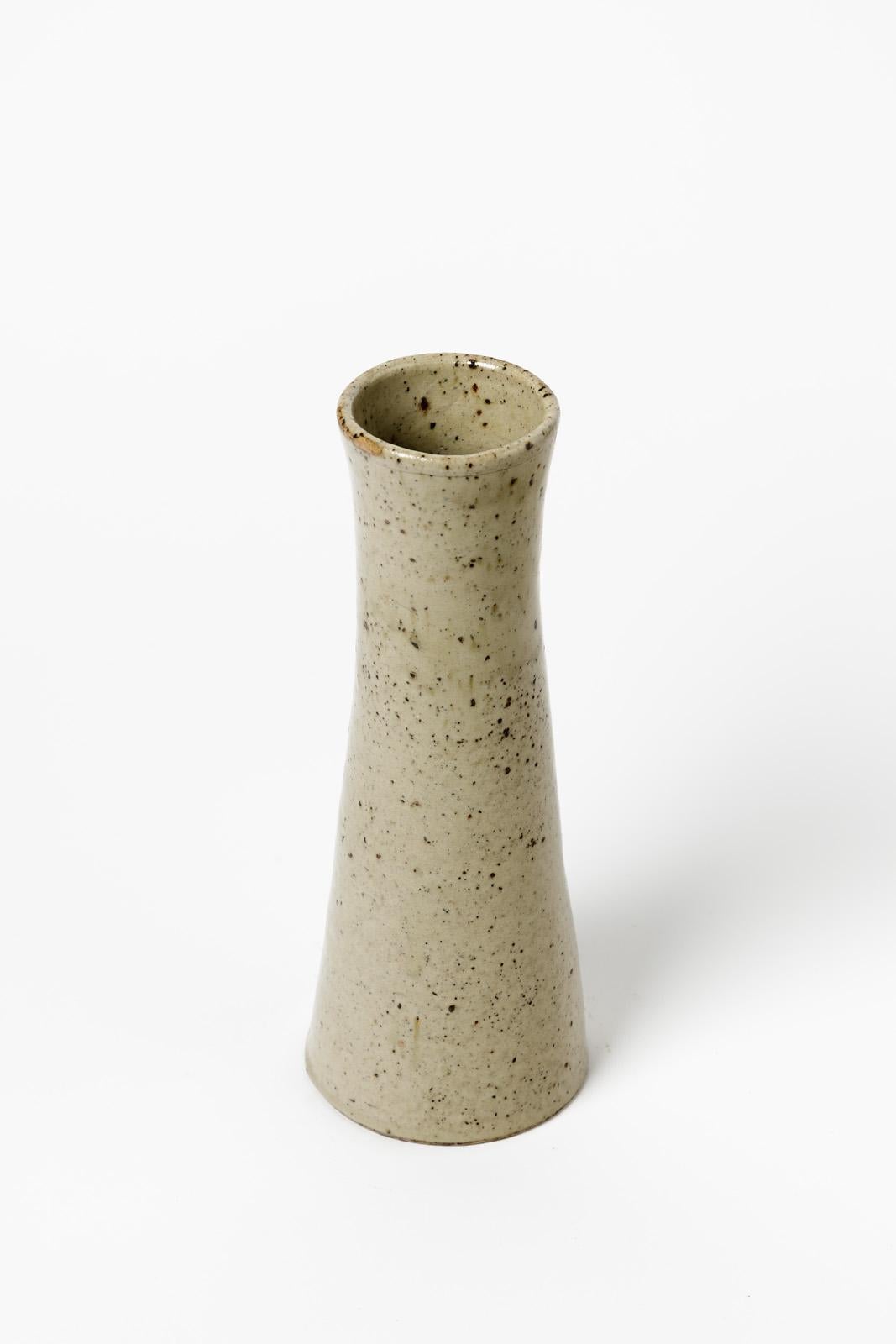 20th century modernist grey stoneware ceramic vase by Armand Bedu La Borne 1940 In Excellent Condition For Sale In Neuilly-en- sancerre, FR