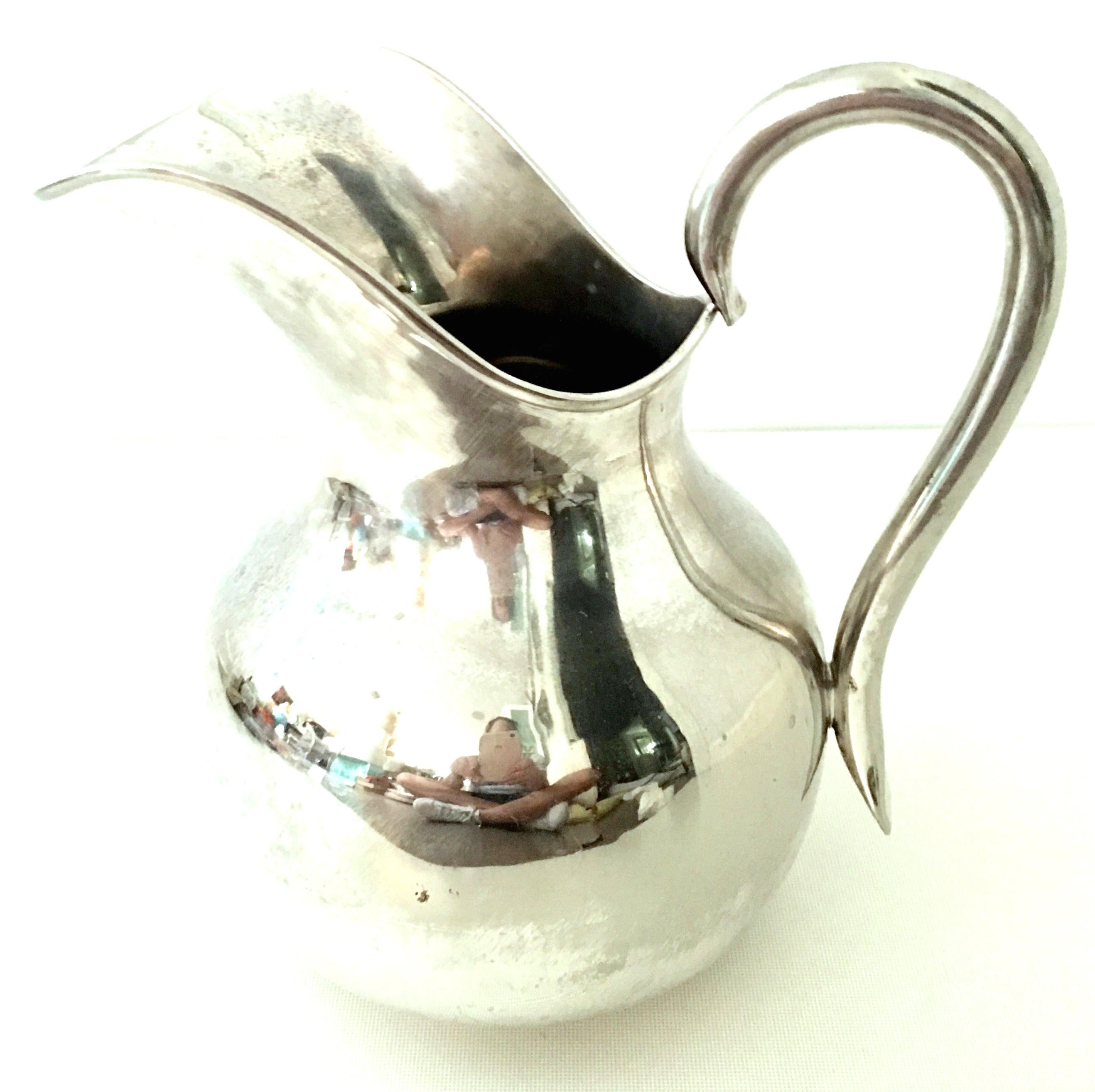 20th Century Modernist Mexican Silver Plate Pitcher-Signed 1