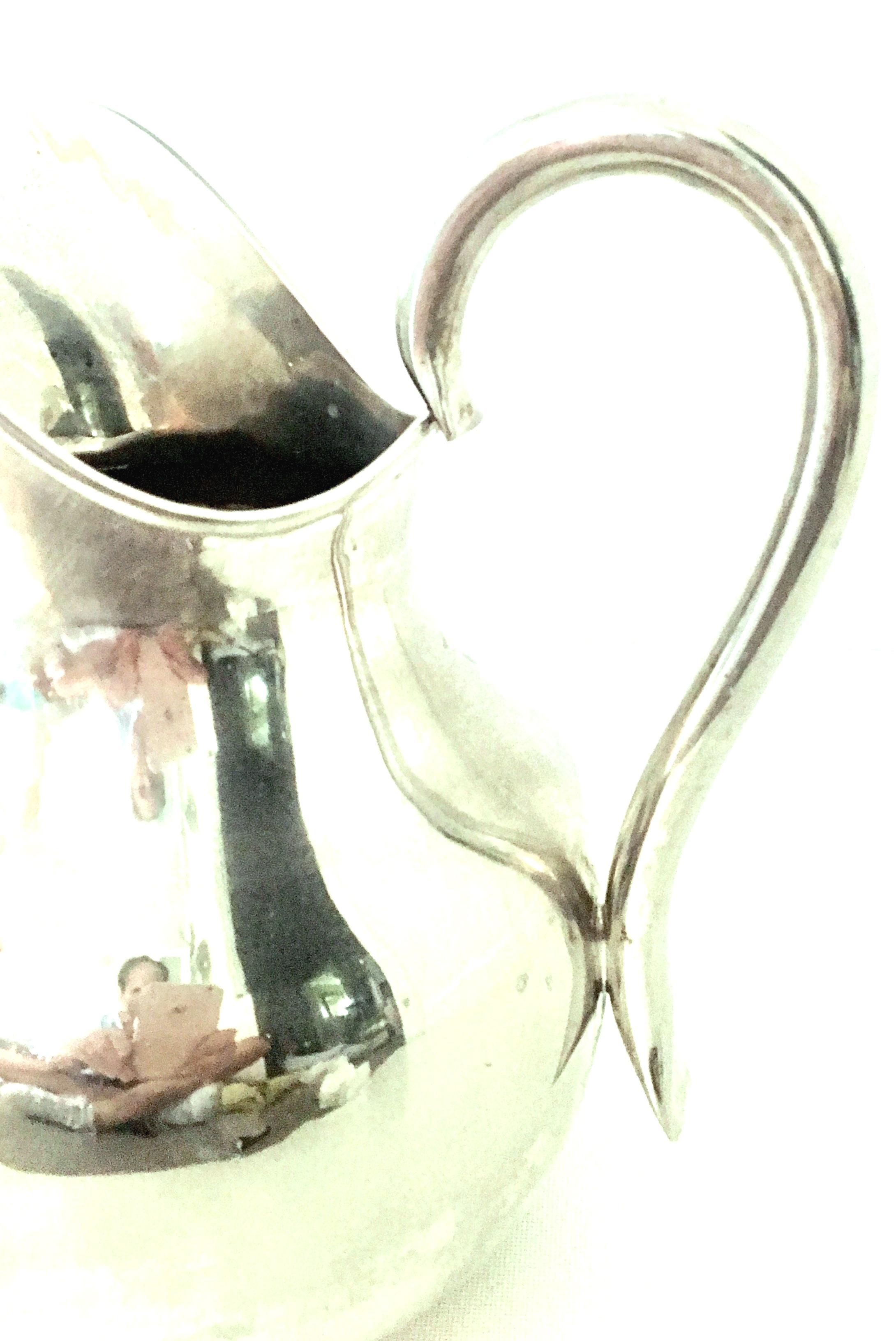 20th Century Modernist Mexican Silver Plate Pitcher-Signed 3