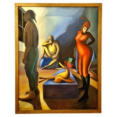 20th Century Modernist Oil Painting on Canvas