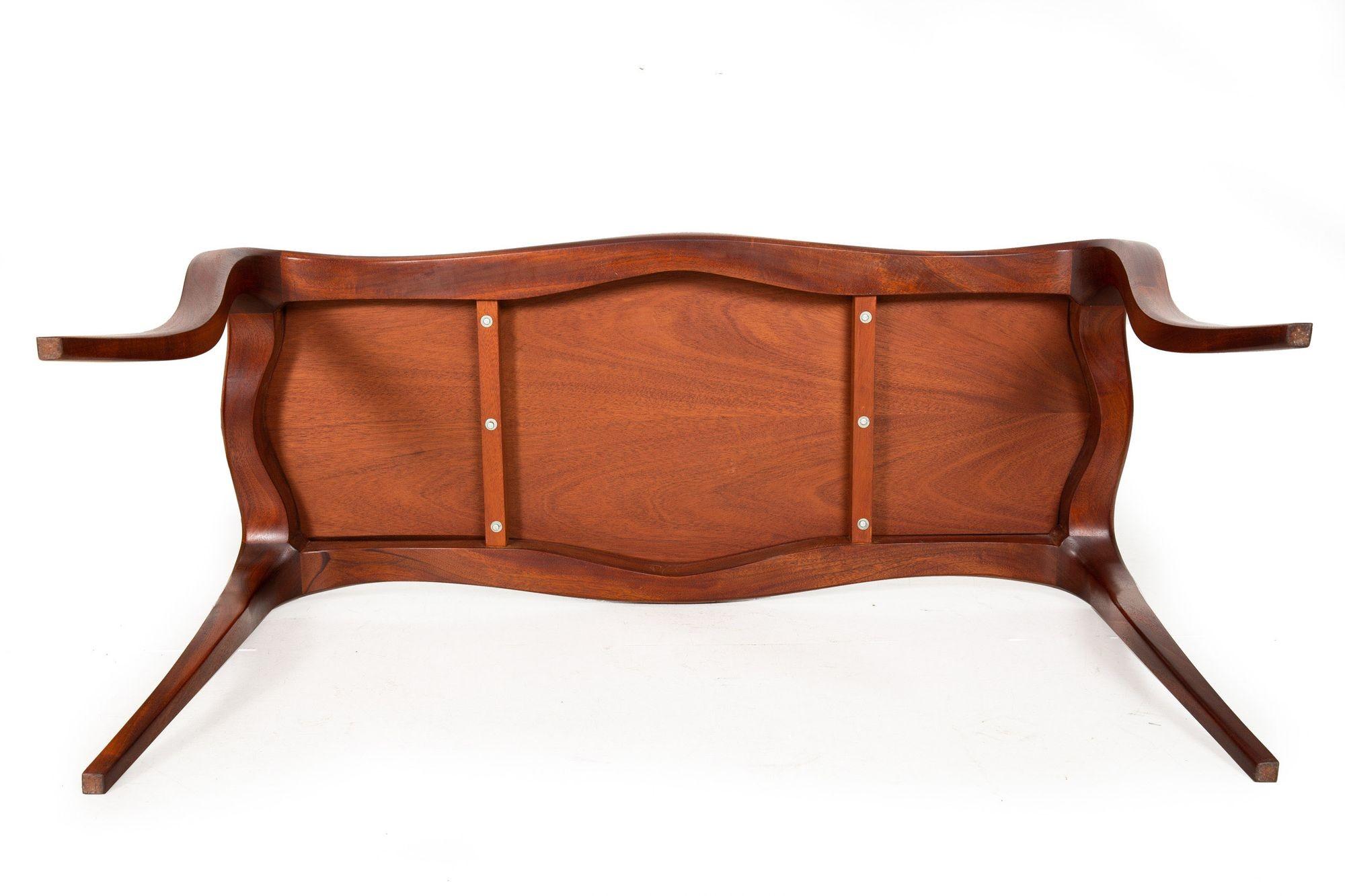 20th Century Modernist Serpentine Mahogany Console Table For Sale 14