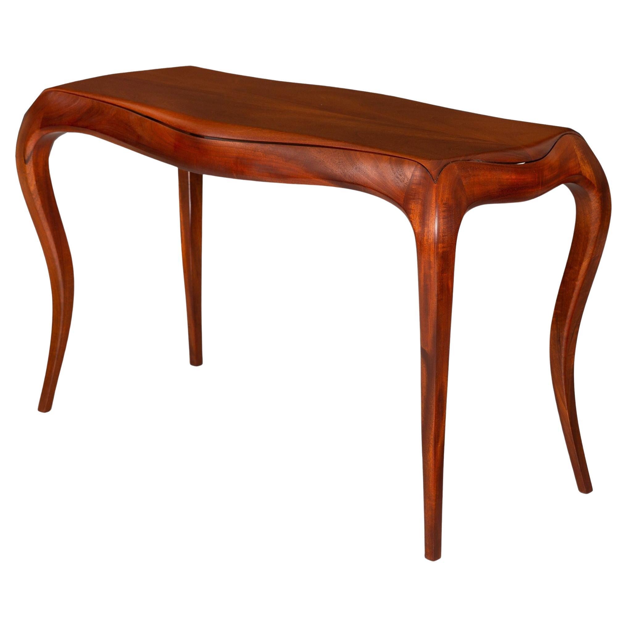 20th Century Modernist Serpentine Mahogany Console Table For Sale