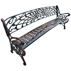 20th Century Modernist Style Garden Bench, Cast Iron, Spain