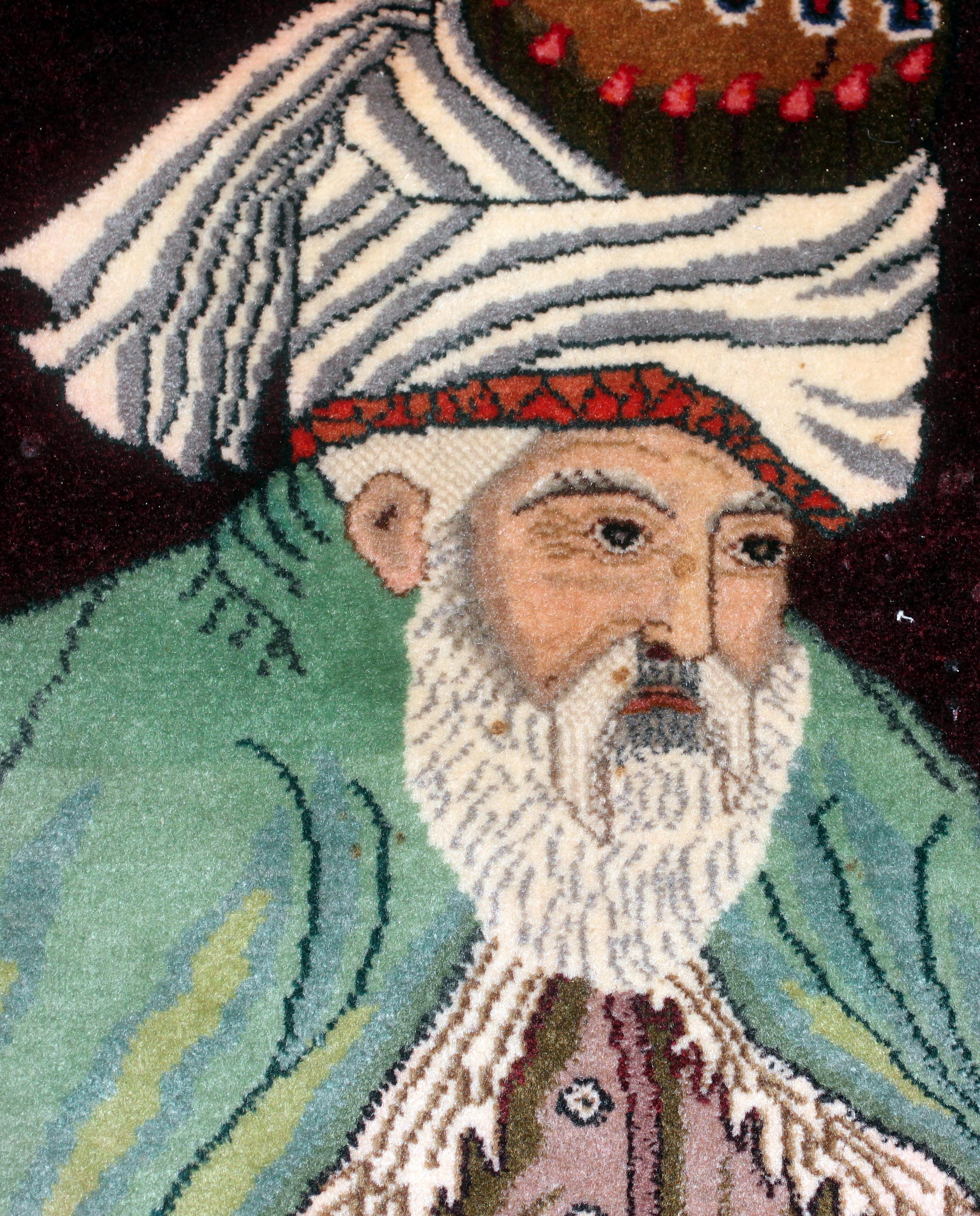 Art Deco 20th Century Molana Jallaldin Rumi Tabriz Picture carpet For Sale