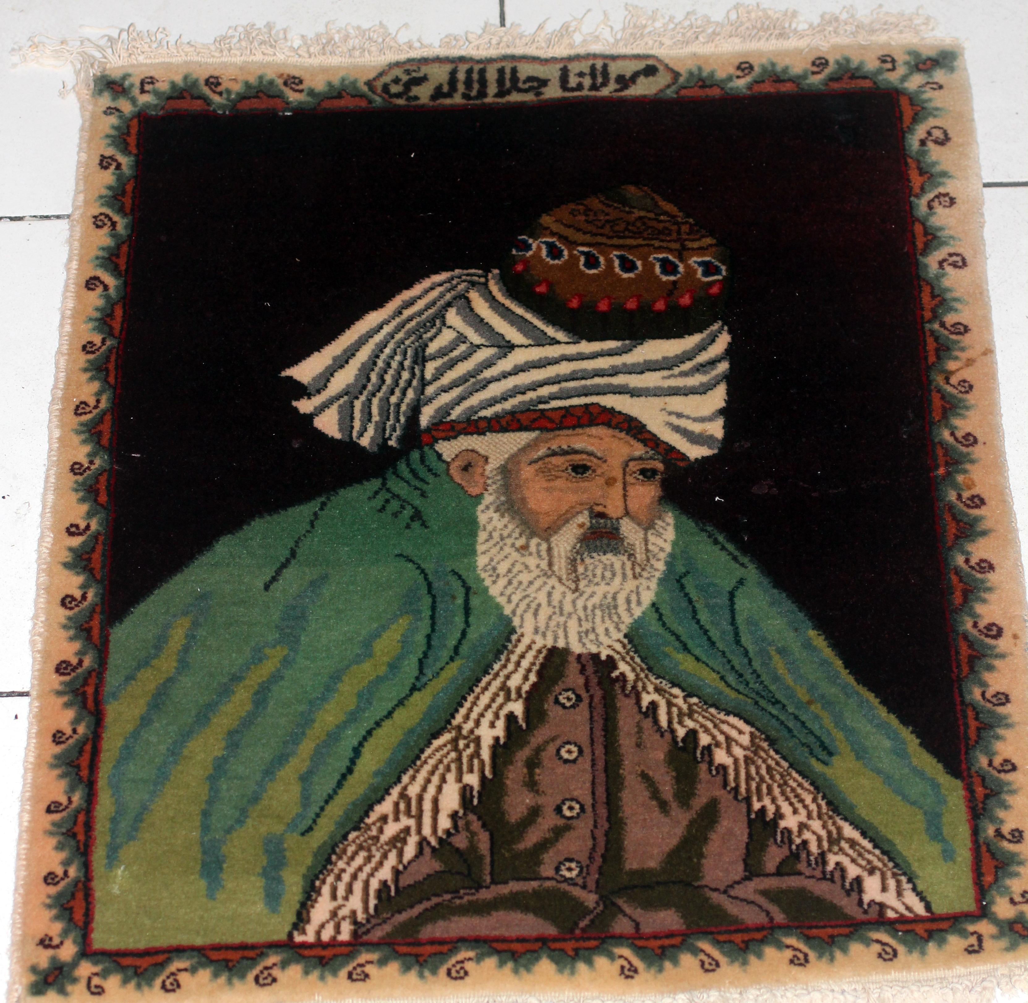 Molana Jallaldin Rumi Tabriz-Bilderteppich des 20. Jahrhunderts (Handgeknüpft) im Angebot