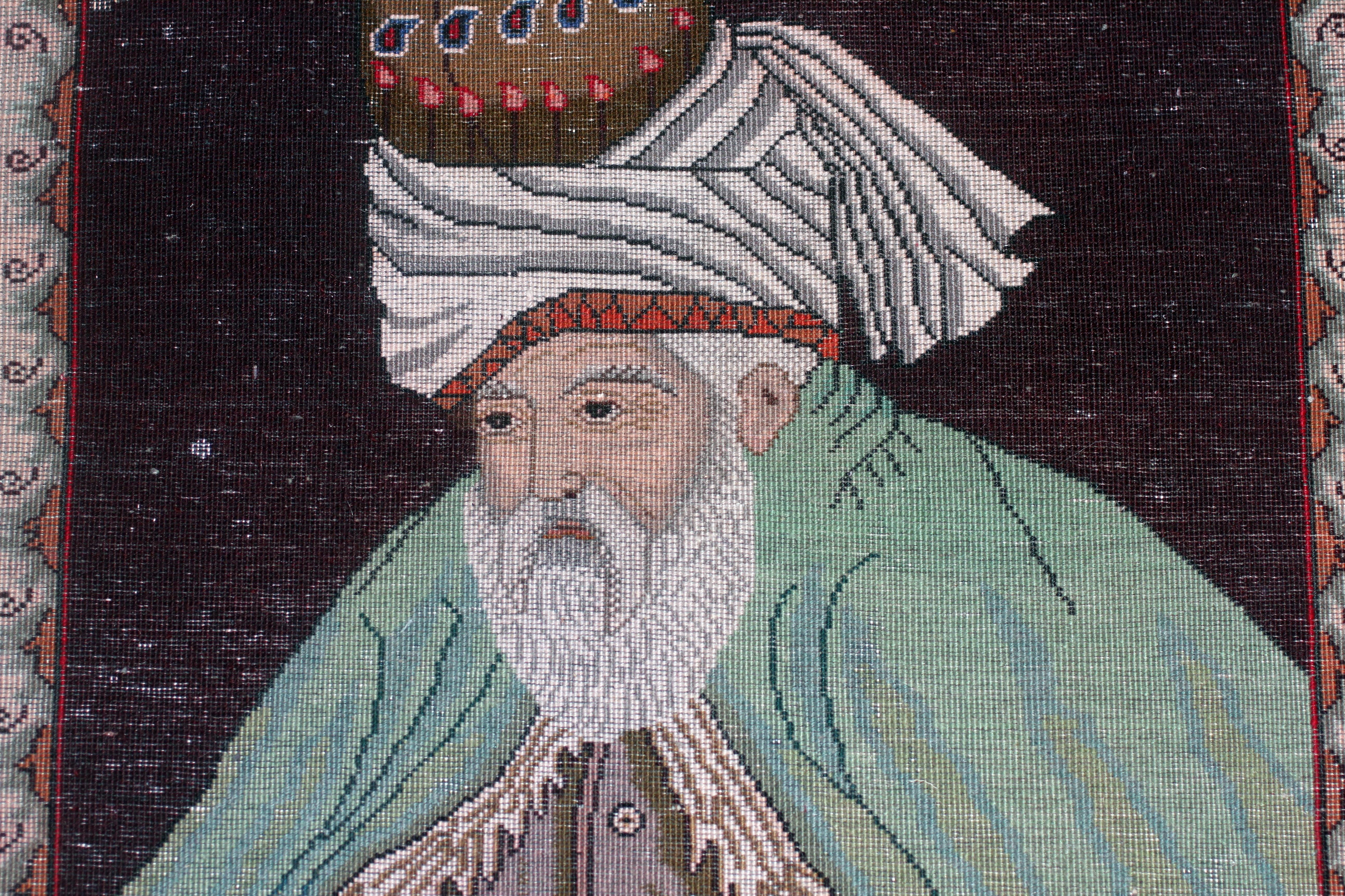 Molana Jallaldin Rumi Tabriz-Bilderteppich des 20. Jahrhunderts (Mitte des 20. Jahrhunderts) im Angebot