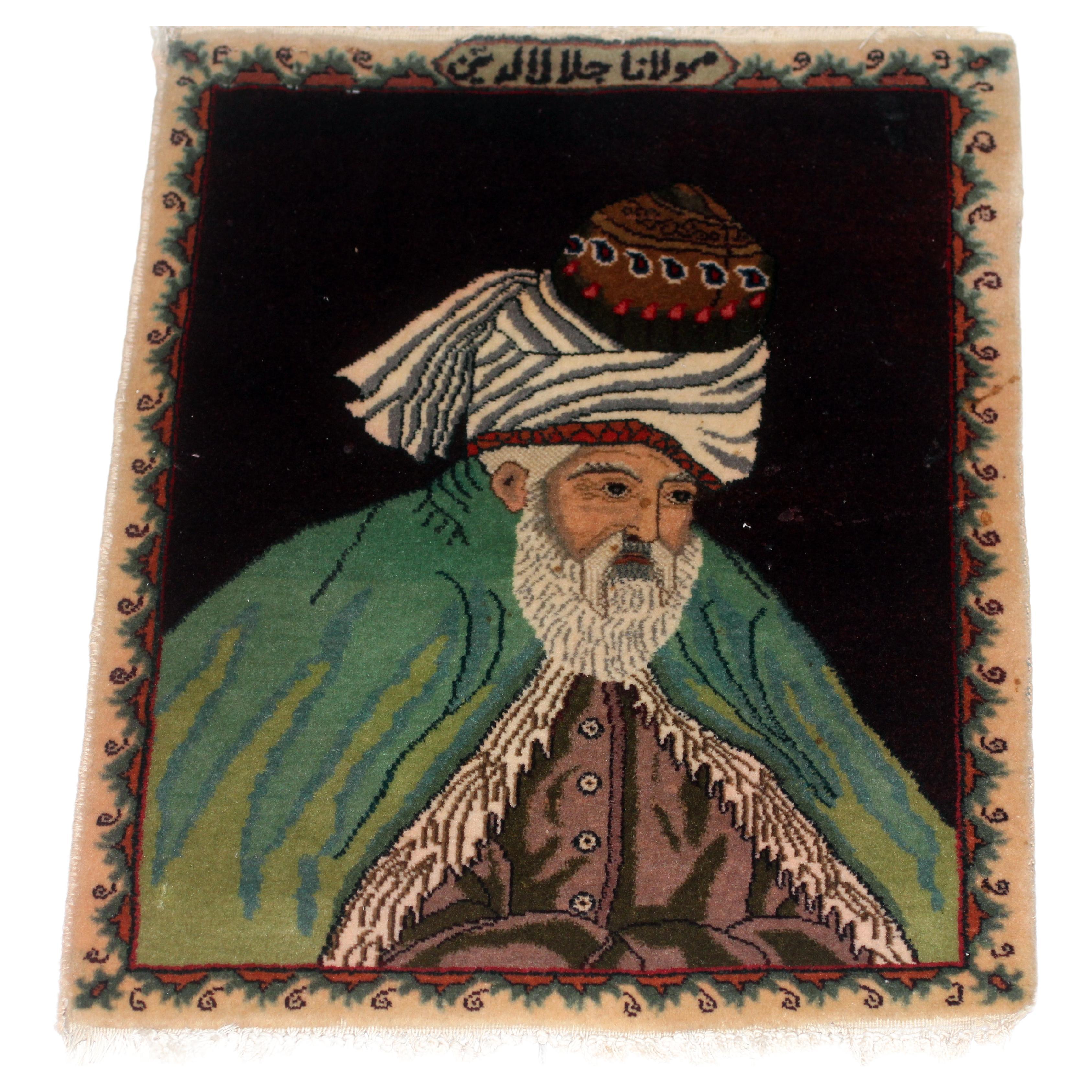 Molana Jallaldin Rumi Tabriz-Bilderteppich des 20. Jahrhunderts im Angebot