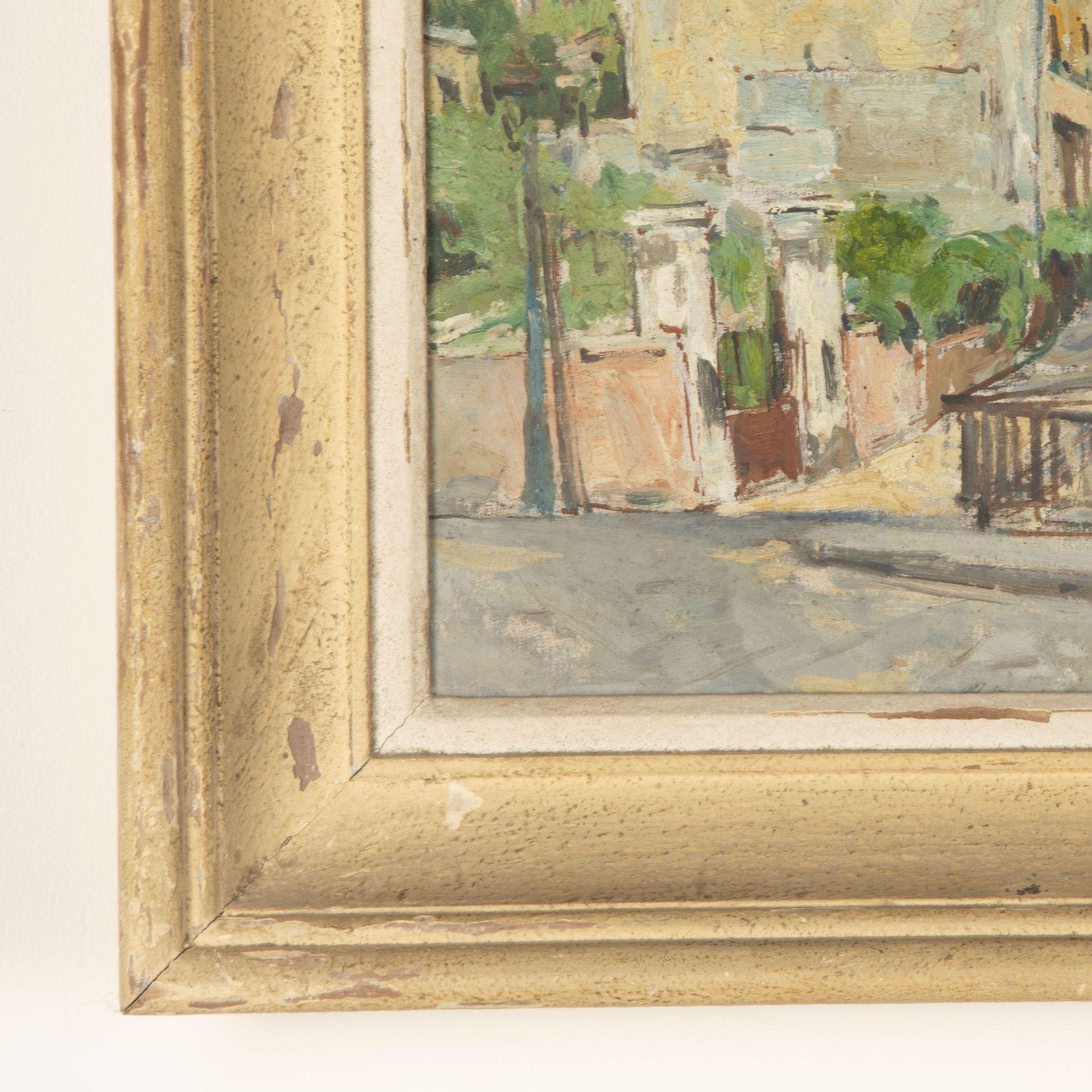 Mid 20th century French oil on canvas painting of Montmartre, indistinctly signed, titled and dated 1947.
Presented in a painted frame of the same period.