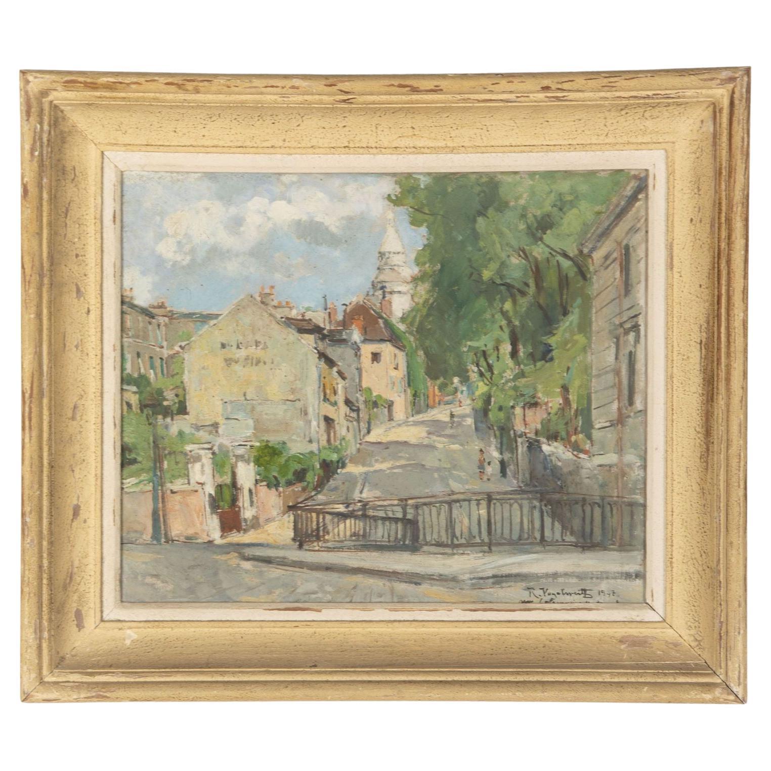 20th Century Montmartre Oil on Canvas For Sale