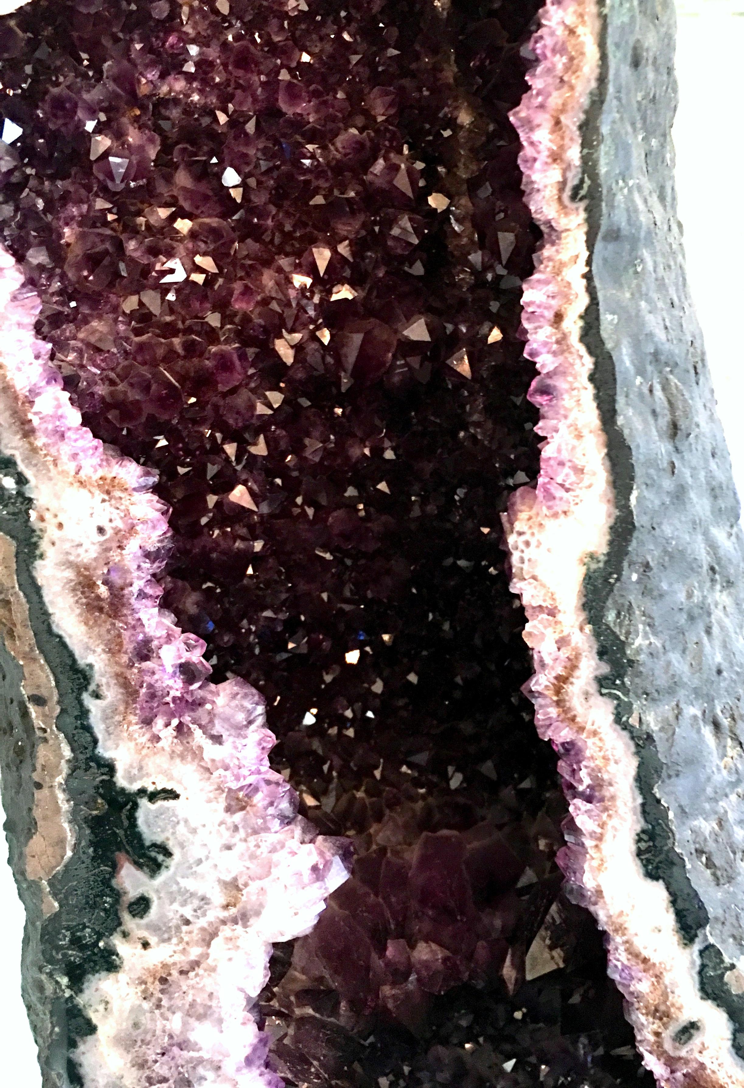 20th Century Monumental Brazilian Cathedral Amethyst Geode and Custom Stand For Sale 9