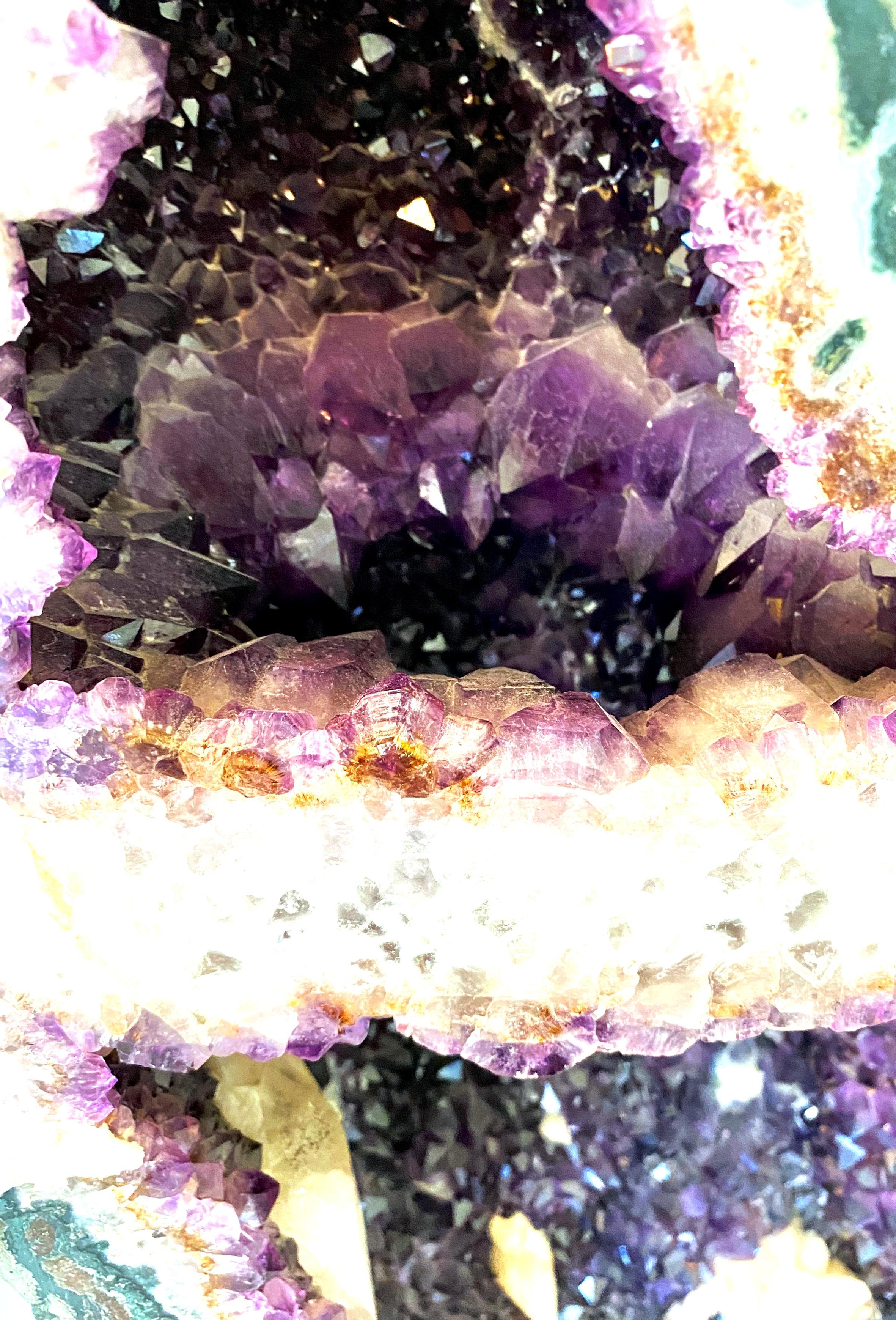 20th Century Monumental Brazilian Cathedral Amethyst Geode and Custom Stand For Sale 10