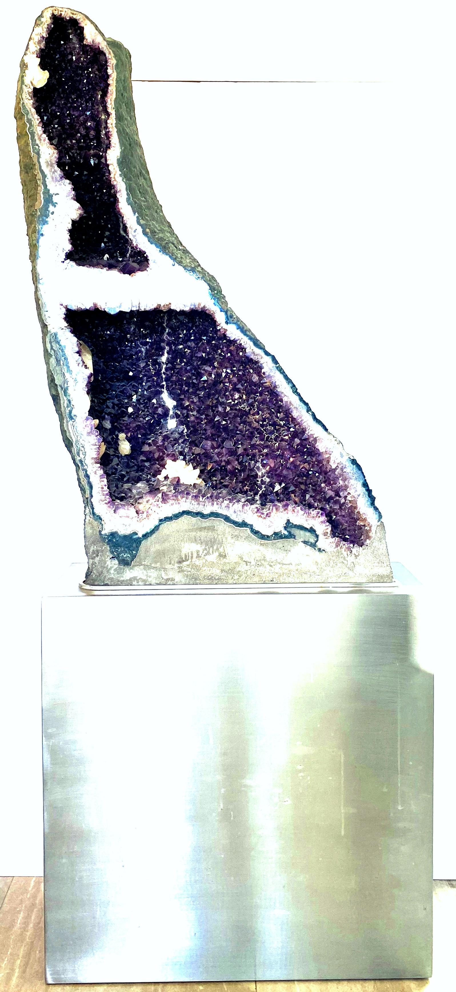 20th Century Monumental Brazilian Cathedral Amethyst Geode and Custom Stand For Sale 1