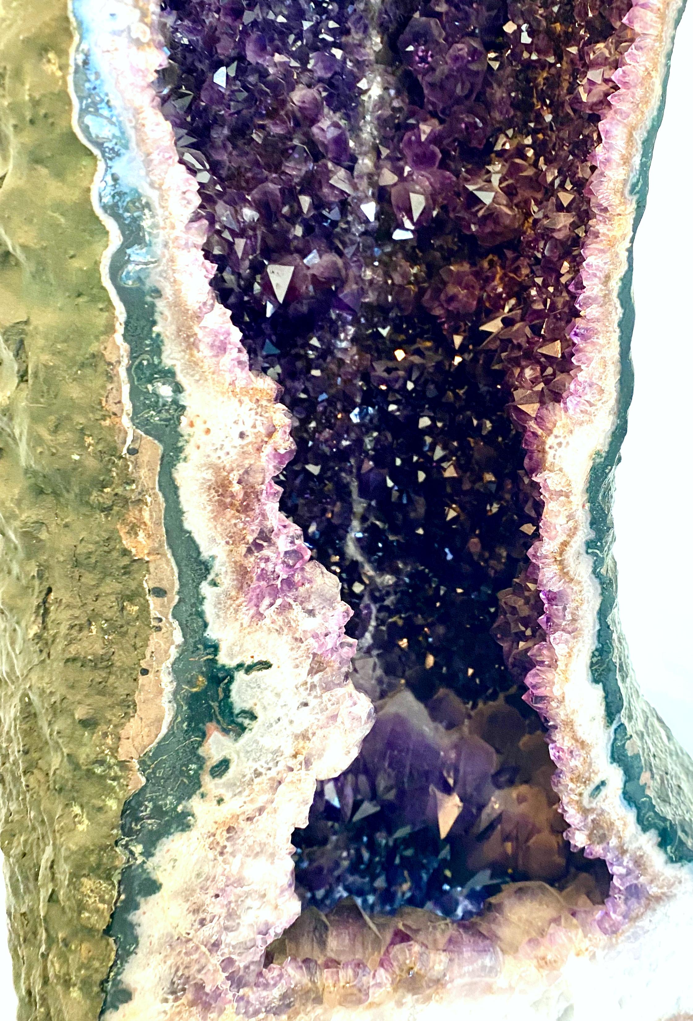 20th Century Monumental Brazilian Cathedral Amethyst Geode and Custom Stand For Sale 4