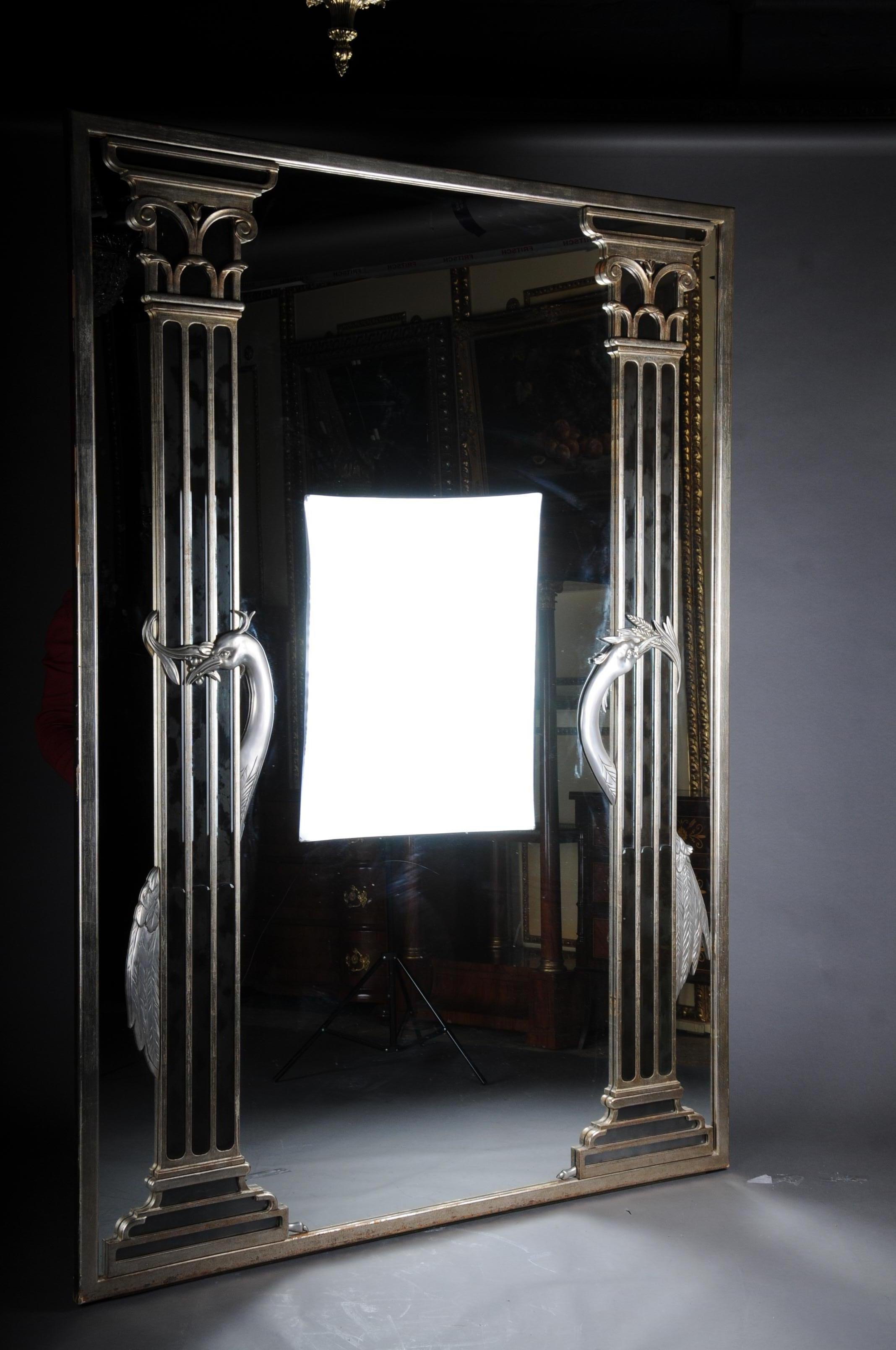 20th Century Monumental Designer Standing Mirror, Italy, Silver For Sale 14