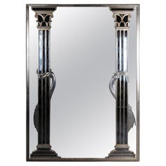 Vintage 20th Century Monumental Designer Standing Mirror, Italy, Silver