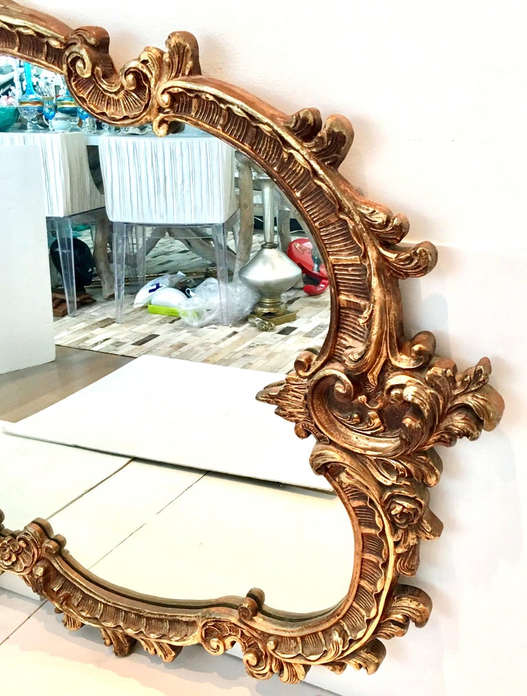 20th Century Monumental French Baroque Style Ornate Gold Gilt Mirror