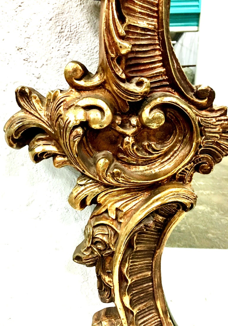 20th Century Monumental French Baroque Style Ornate Gold Gilt Mirror at