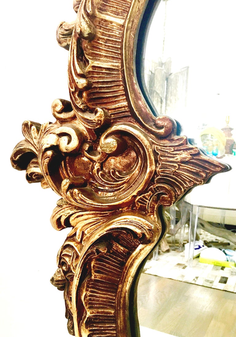20th Century Monumental French Baroque Style Ornate Gold Gilt Mirror