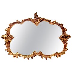 20th Century Monumental French Baroque Style Ornate Gold Gilt Mirror