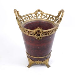 20th Century Monumental Gilt Bronze Mounted Rouge Marble Planter Centerpiece