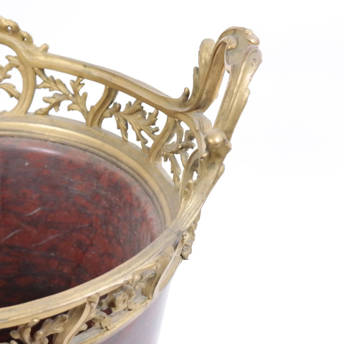 20th Century Monumental Gilt Bronze Mounted Rouge Marble Planter Centerpiece For Sale 1