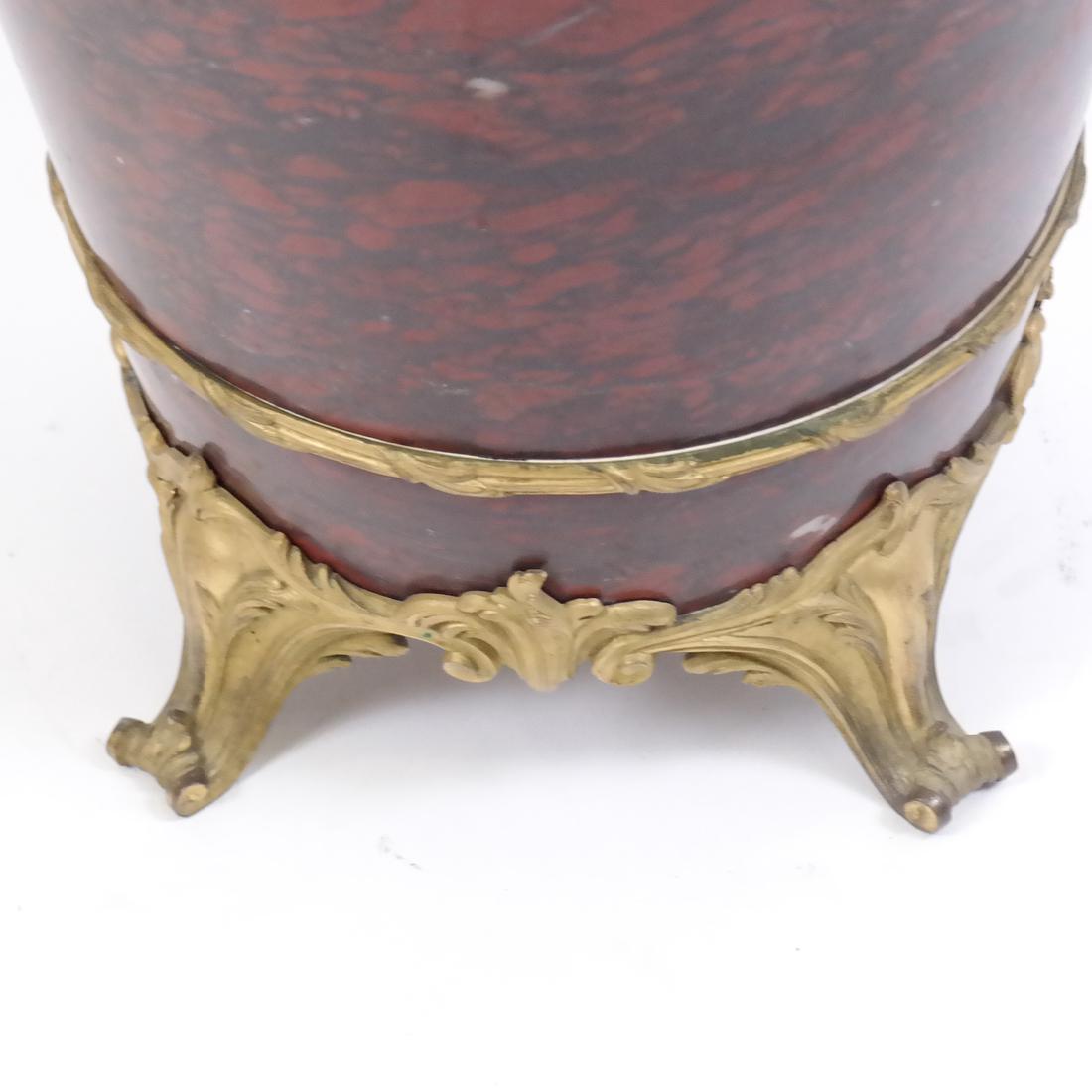 20th Century Monumental Gilt Bronze Mounted Rouge Marble Planter Centerpiece For Sale 2