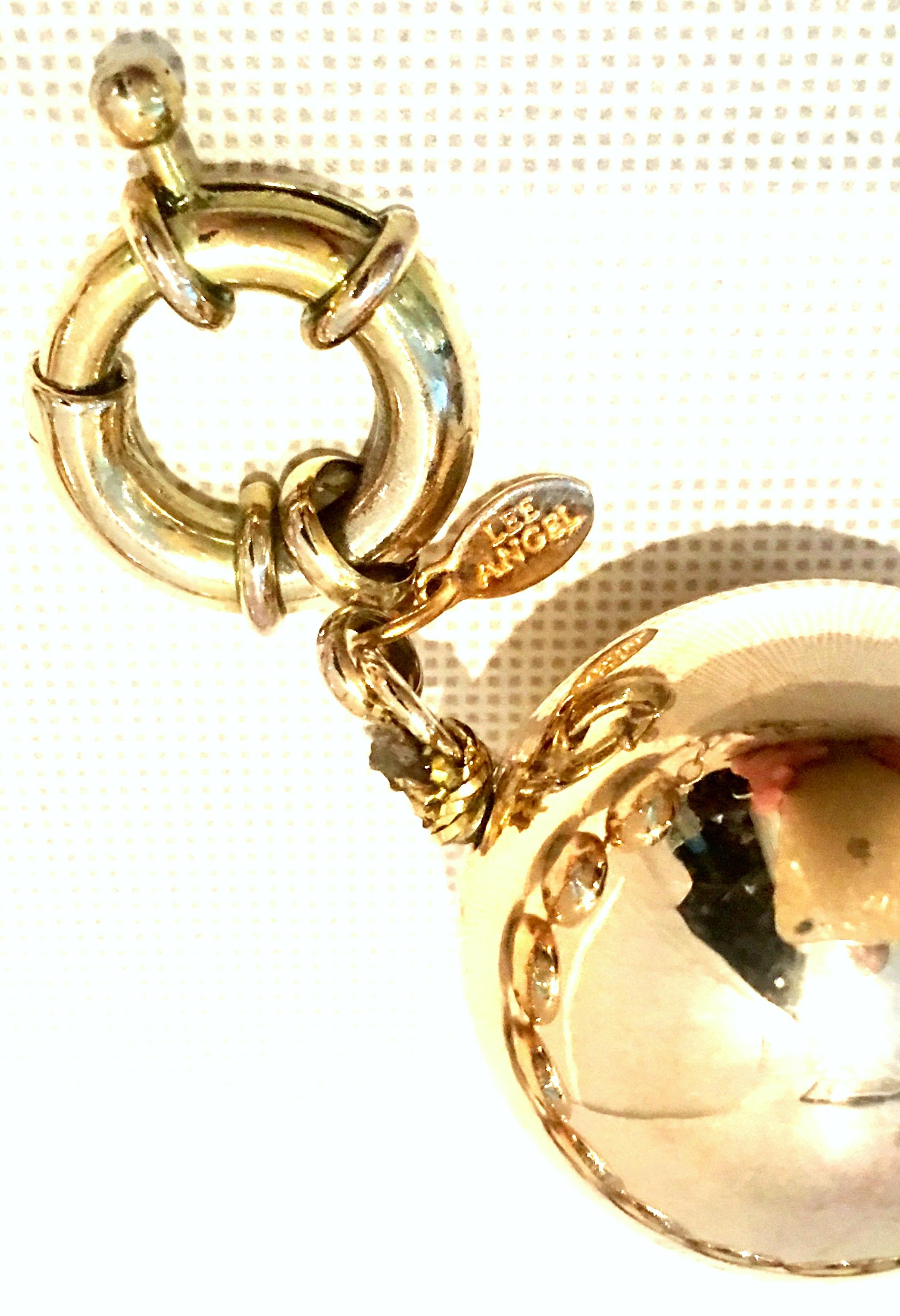 20th Century Monumental Gold Plate Bead & Austrian Crystal Necklace By, L Angel For Sale 5