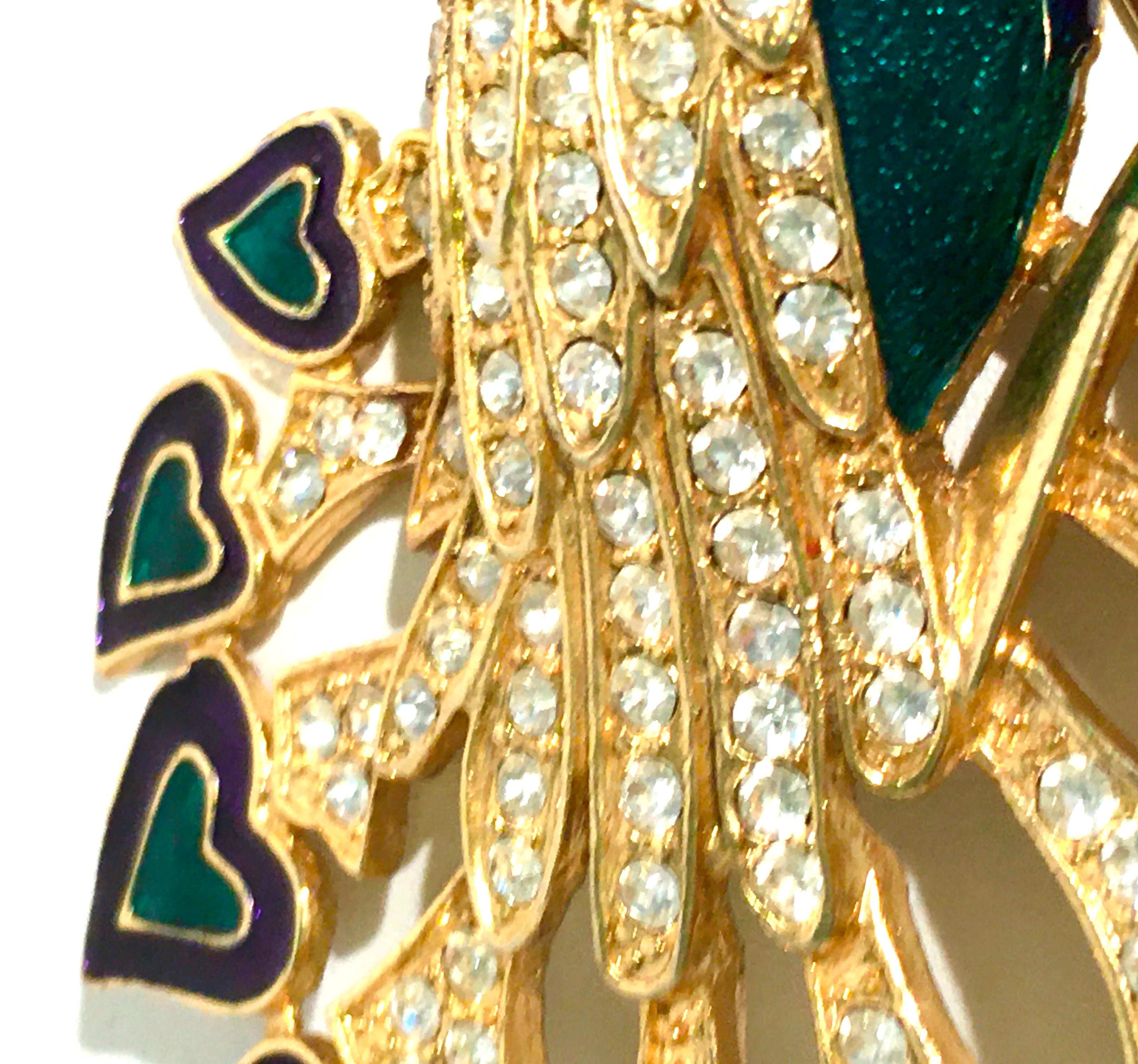 Green Mountain Brooch Pin - Pearl & Rhinestone, Gold Plated, Enamel Lapel Pin - View #2