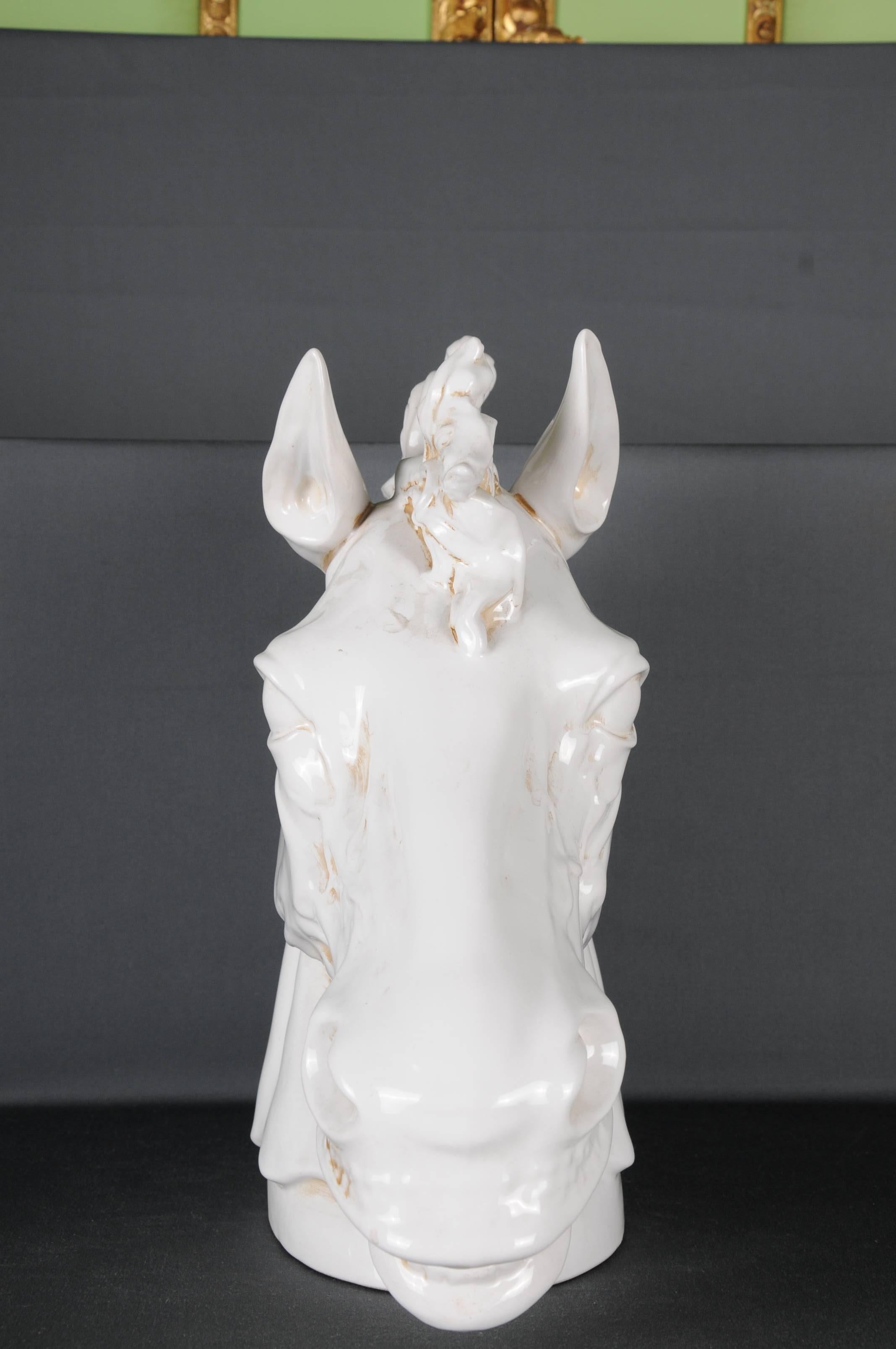 20th Century Monumental Horse Head, White Horse Pottery For Sale 3