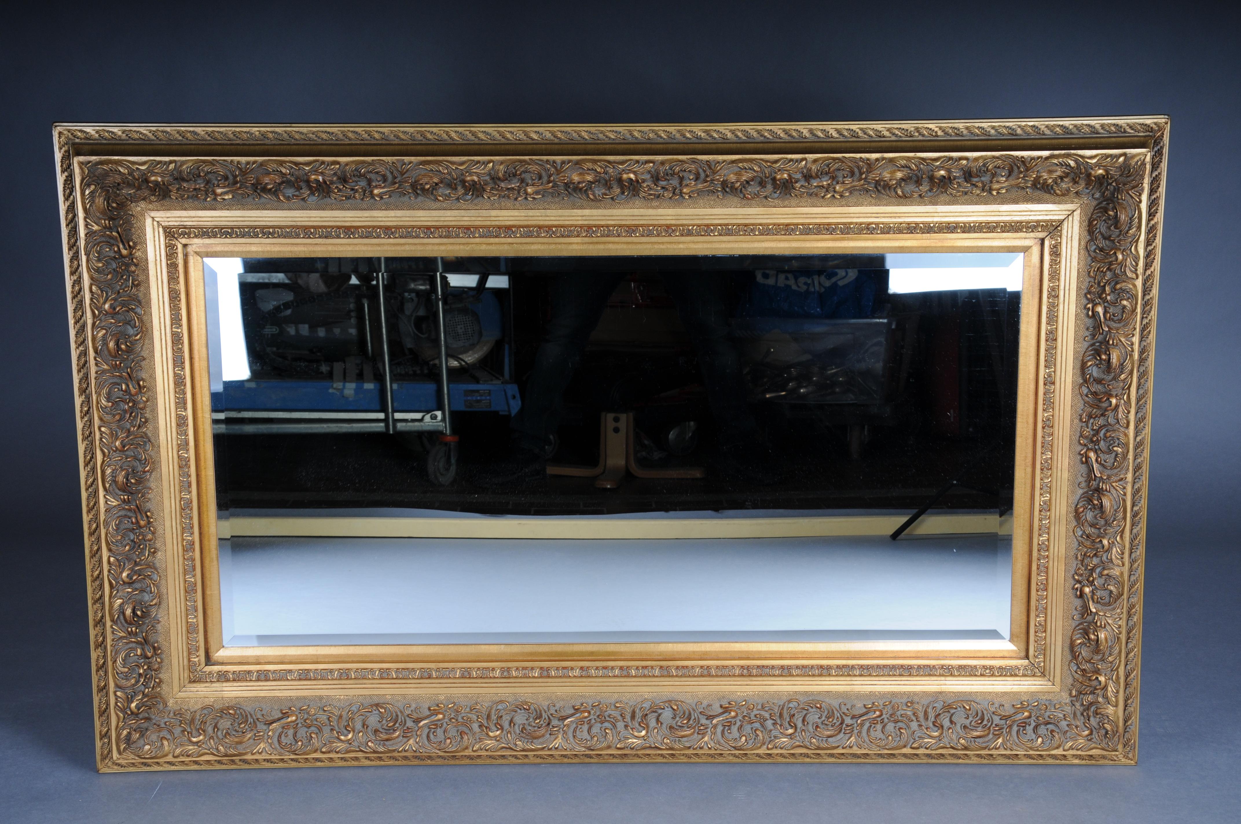 Monumental old wall mirror, gold


Wide ornate frame with fine carvings. Facet cut mirror. The wall mirror can be hung in portrait or landscape format. Very elegant and high-quality workmanship.