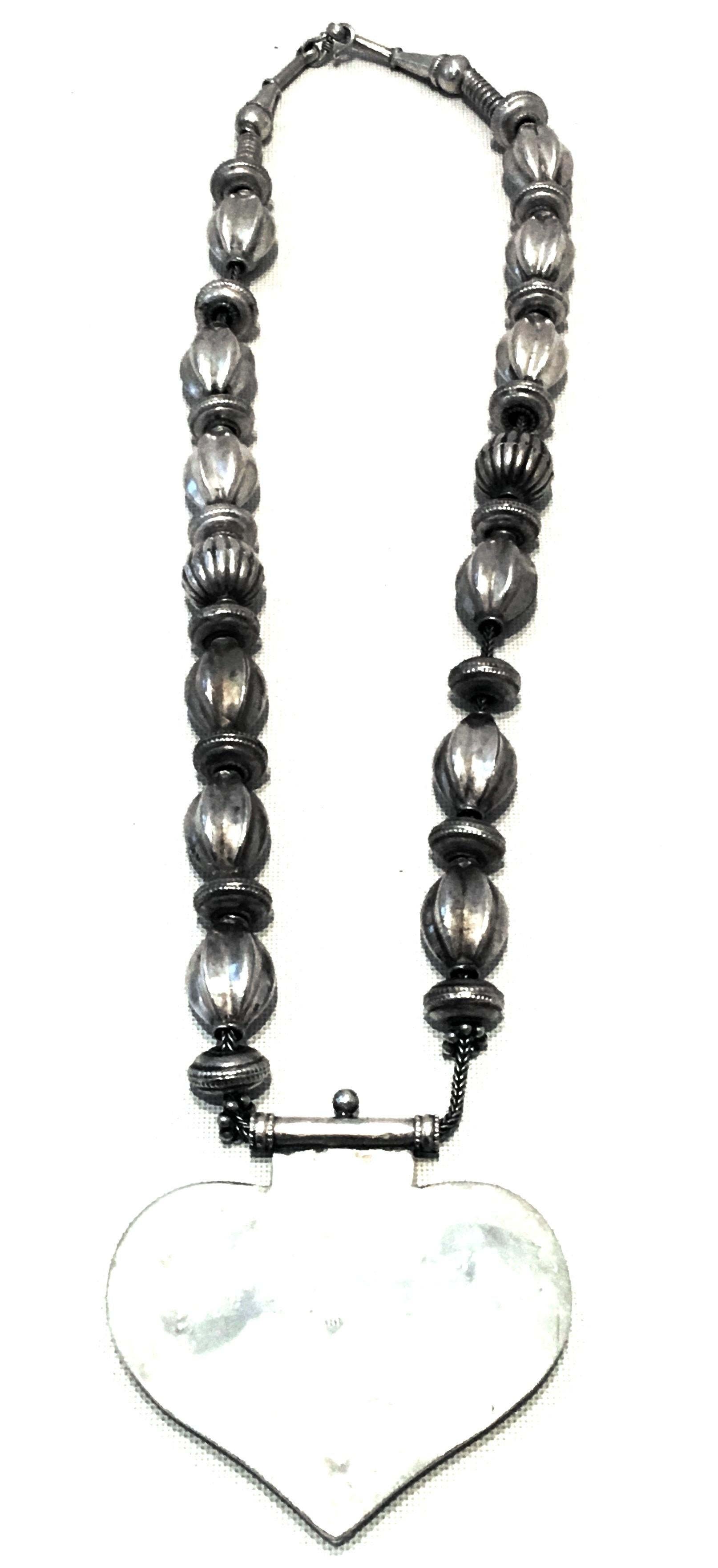 20th Century Monumental Rajasthan Silver & Lapis Lazuli Heart Pendant Necklace For Sale 7