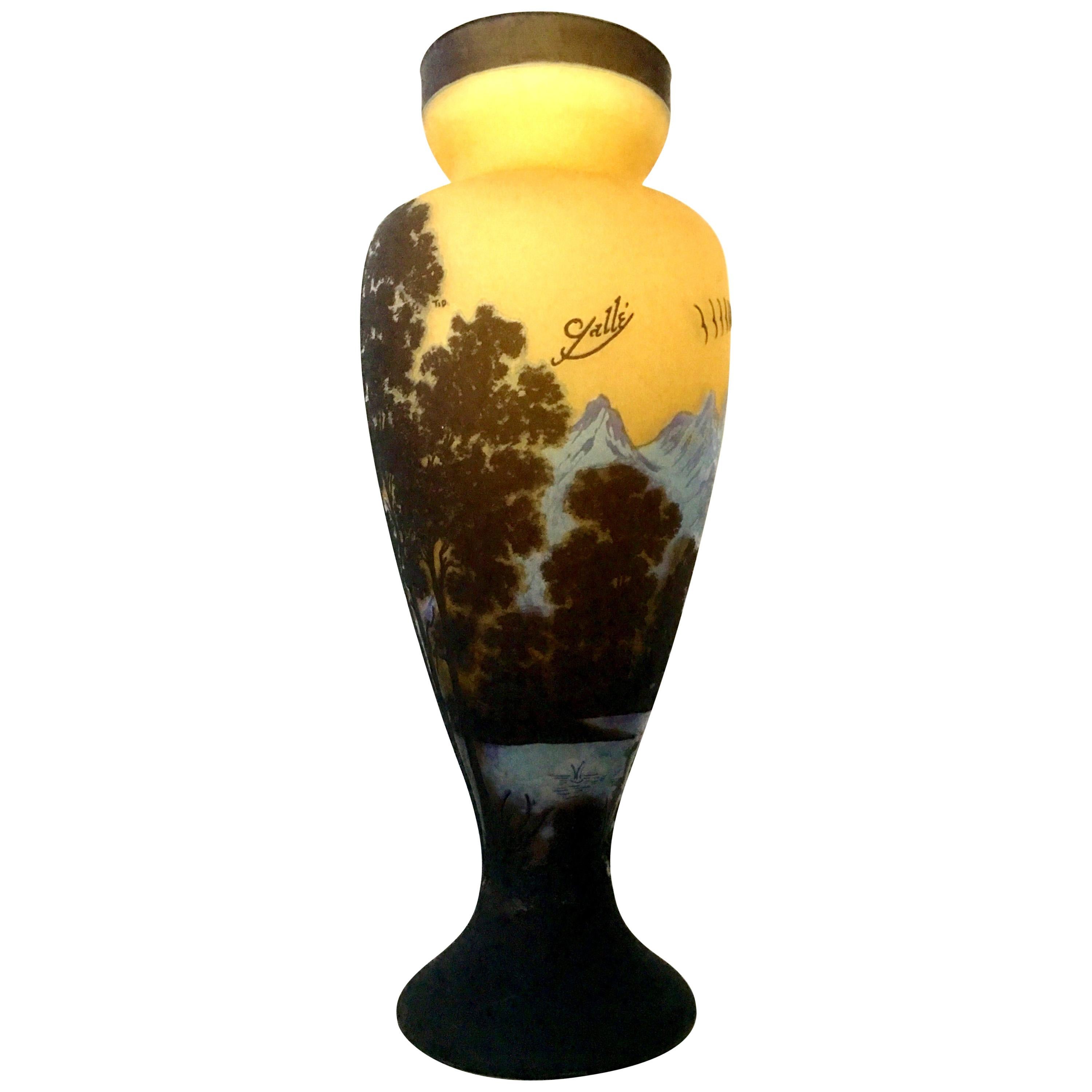 20th Century Monumental Romanian Art Glass Cameo Vase
