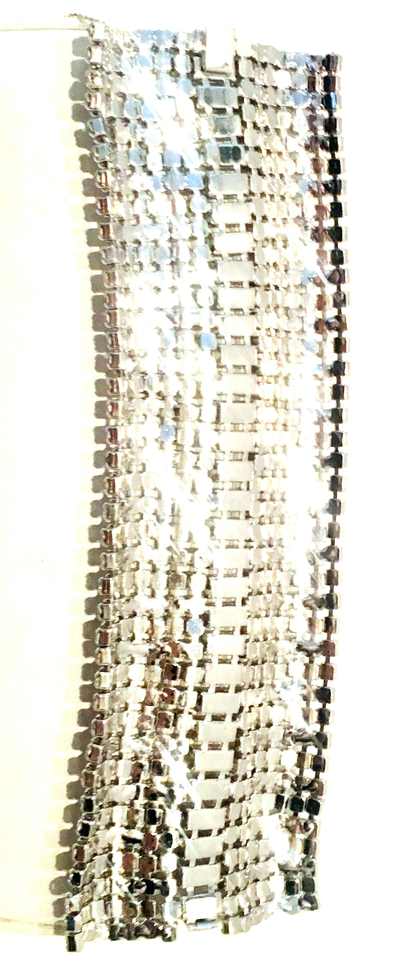 20th Century Monumental 3”Silver & Austrian Crystal Cuff Link Bracelet By, Weiss 5