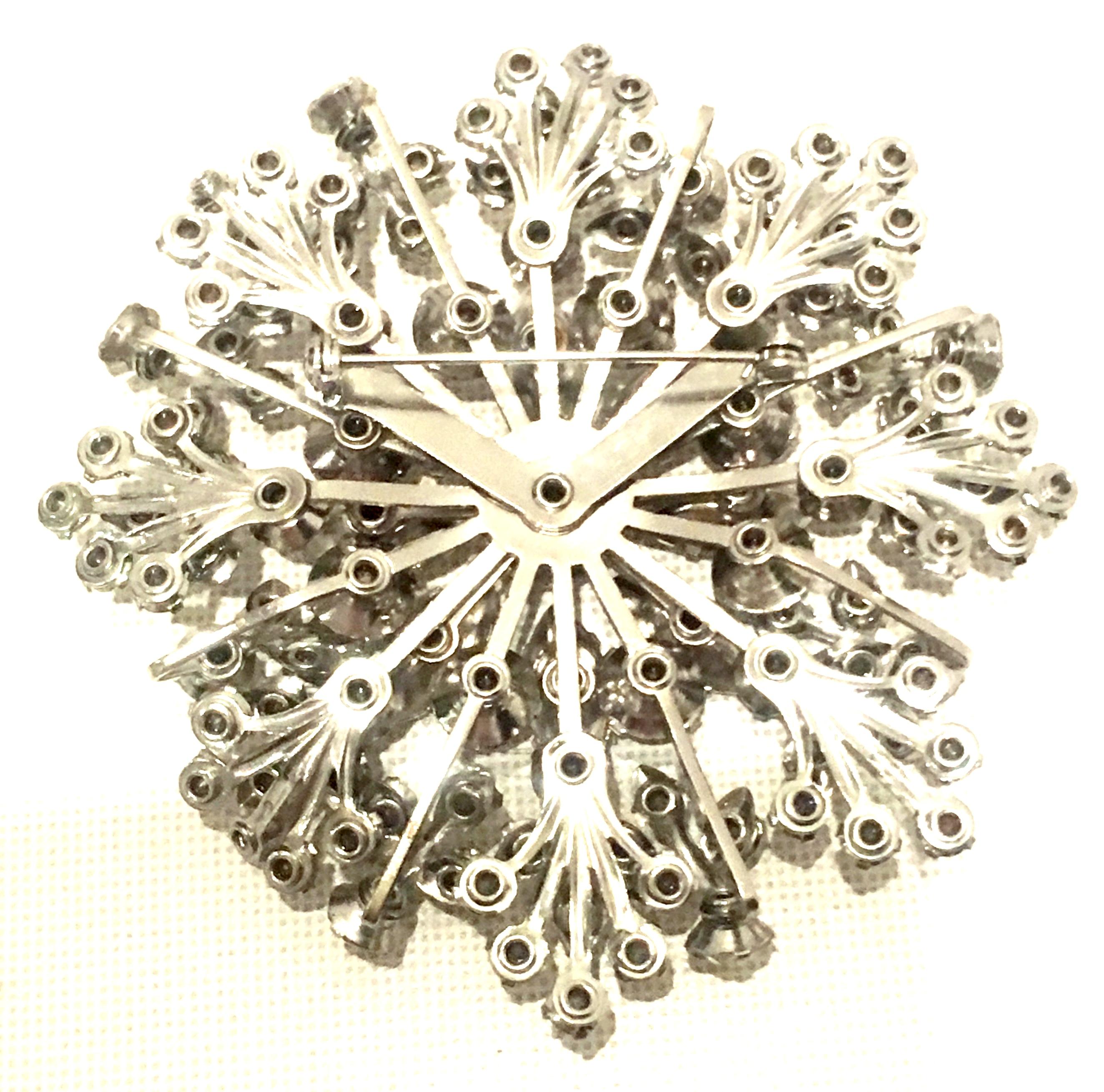 20th Century Monumental Silver & Austrian Crystal Dimensional Brooch For Sale 6