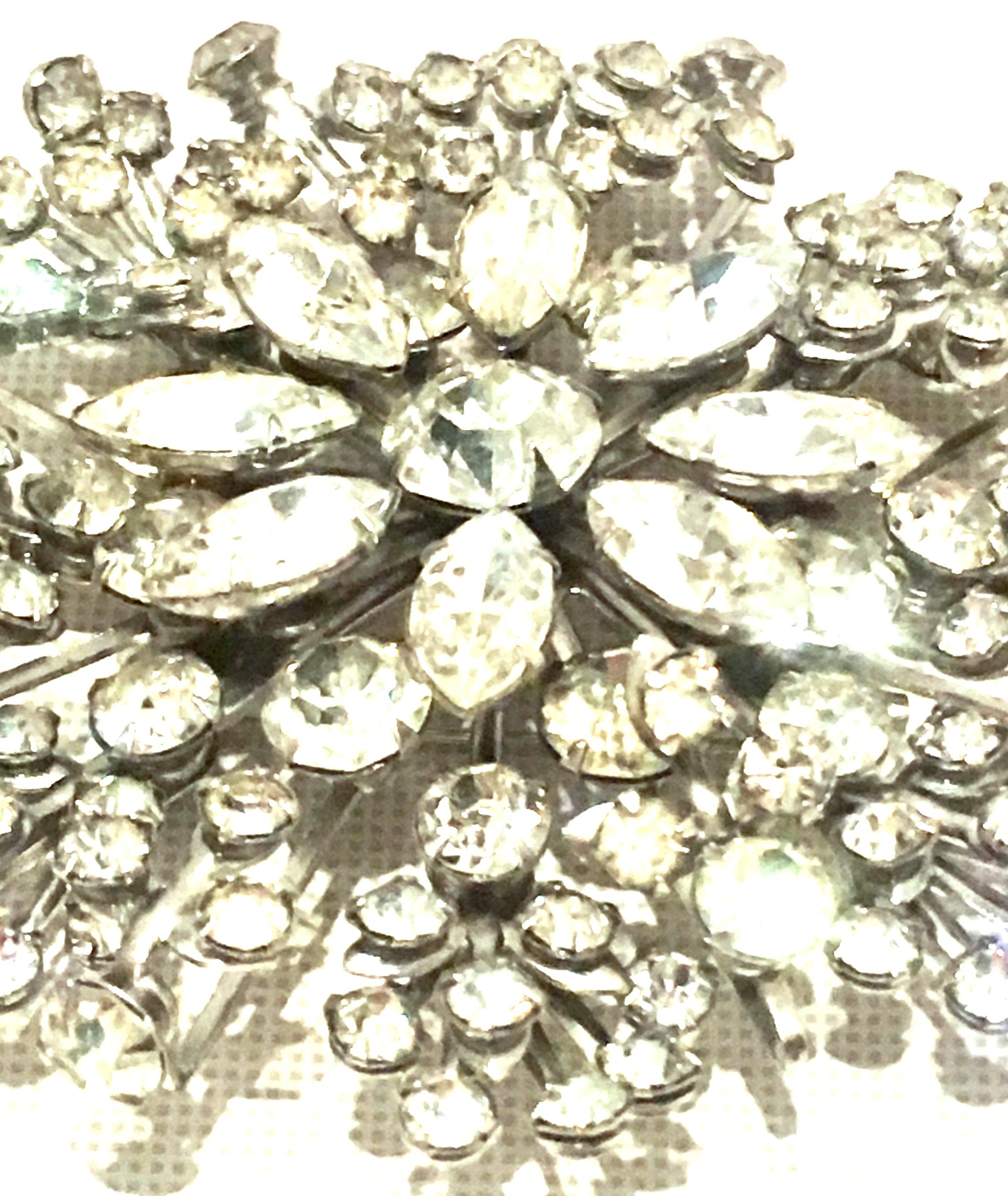 20th Century Monumental Silver & Austrian Crystal Dimensional Brooch For Sale 2