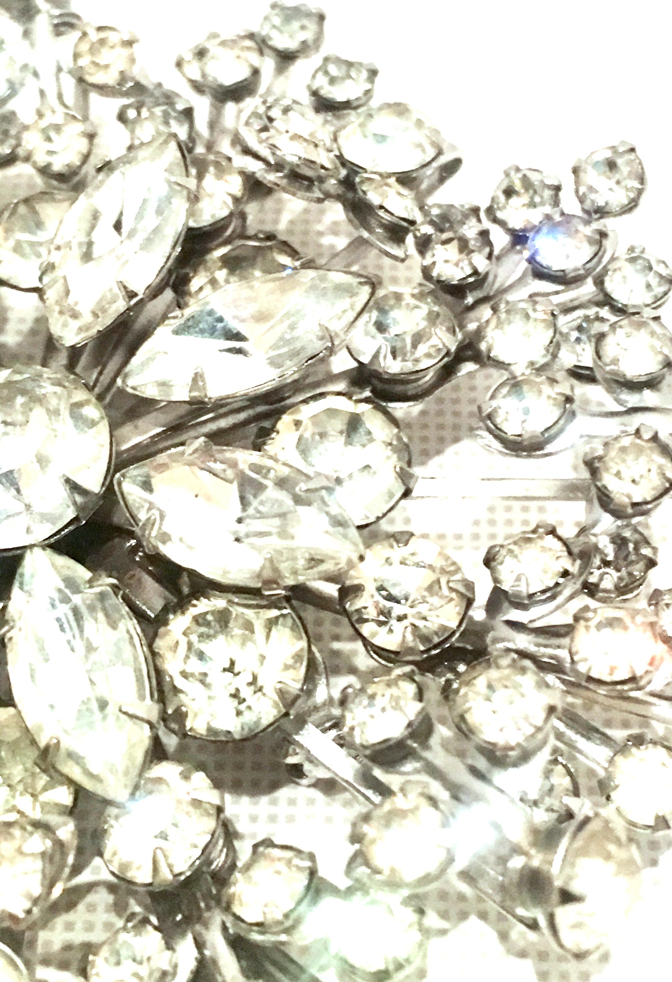 20th Century Monumental Silver & Austrian Crystal Dimensional Brooch For Sale 4
