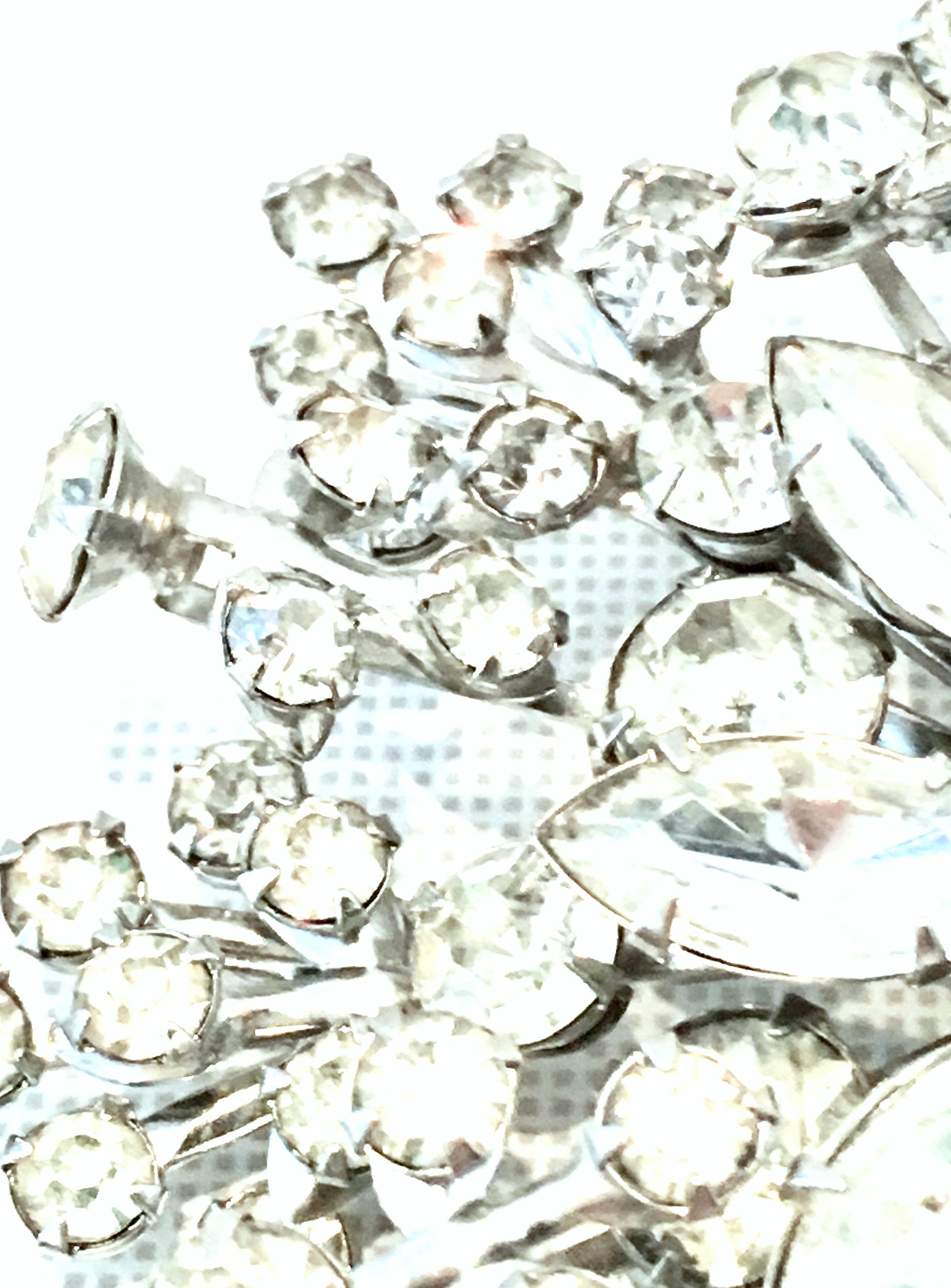 20th Century Monumental Silver & Austrian Crystal Dimensional Brooch For Sale 5