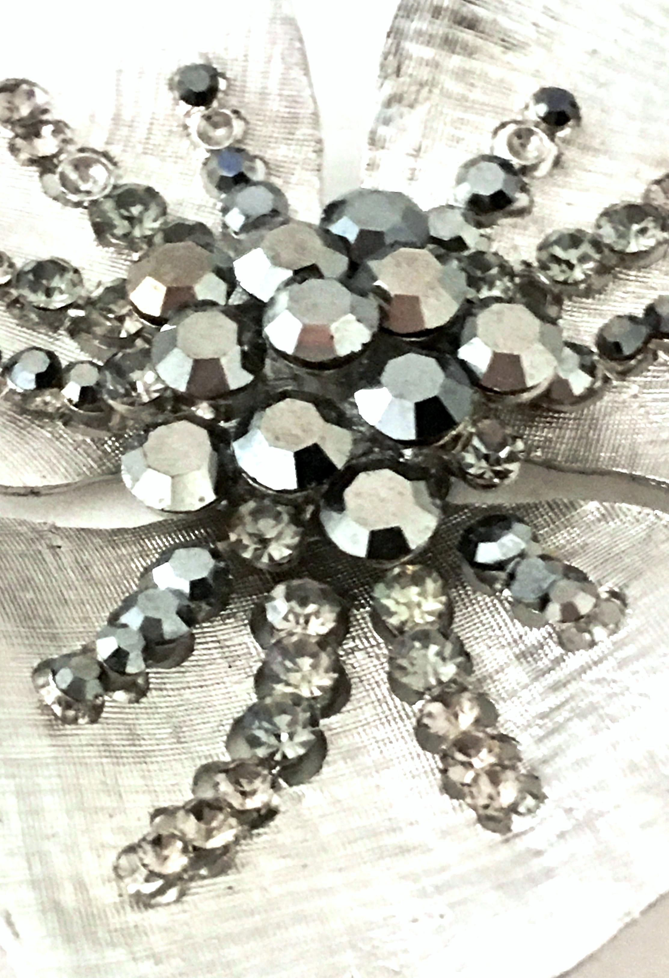 20th Century Monumental Silver & Austrian Crystal Dimensional Flower Brooch For Sale 5