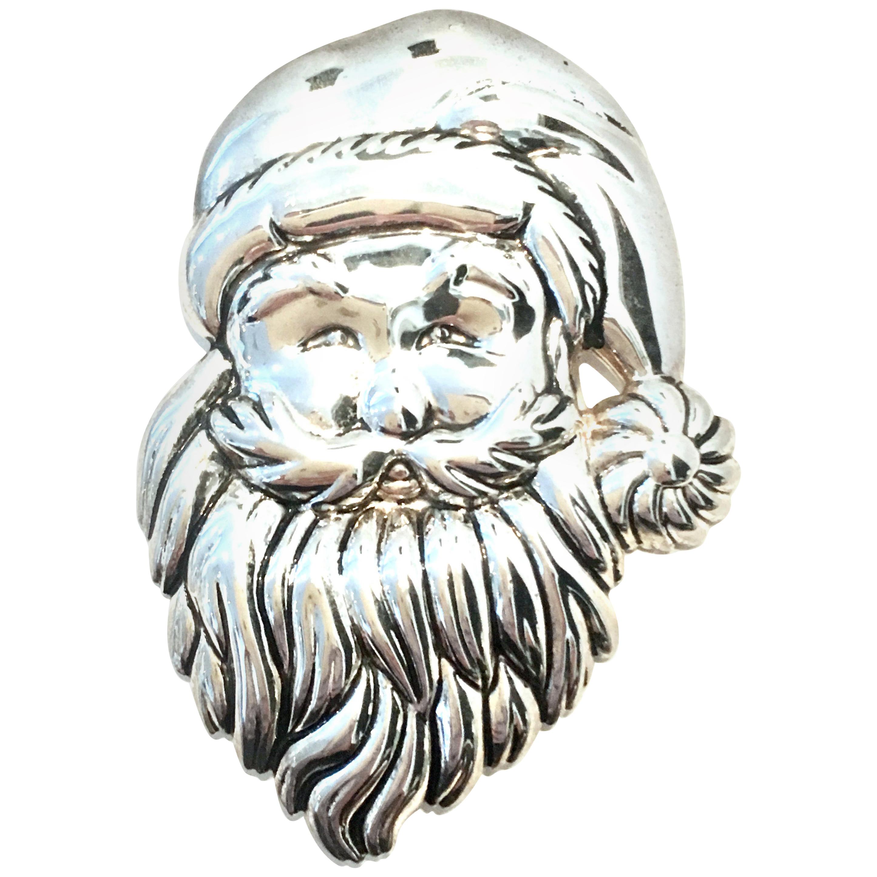 20th Century Monumental Silver Plate "Santa" Necklace Pendant & Brooch By, Best For Sale