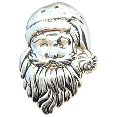 Vintage 20th Century Monumental Silver Plate "Santa" Necklace Pendant & Brooch By, Best