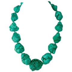 20th Century Monumental Turquoise "Nugget" Choker Necklace