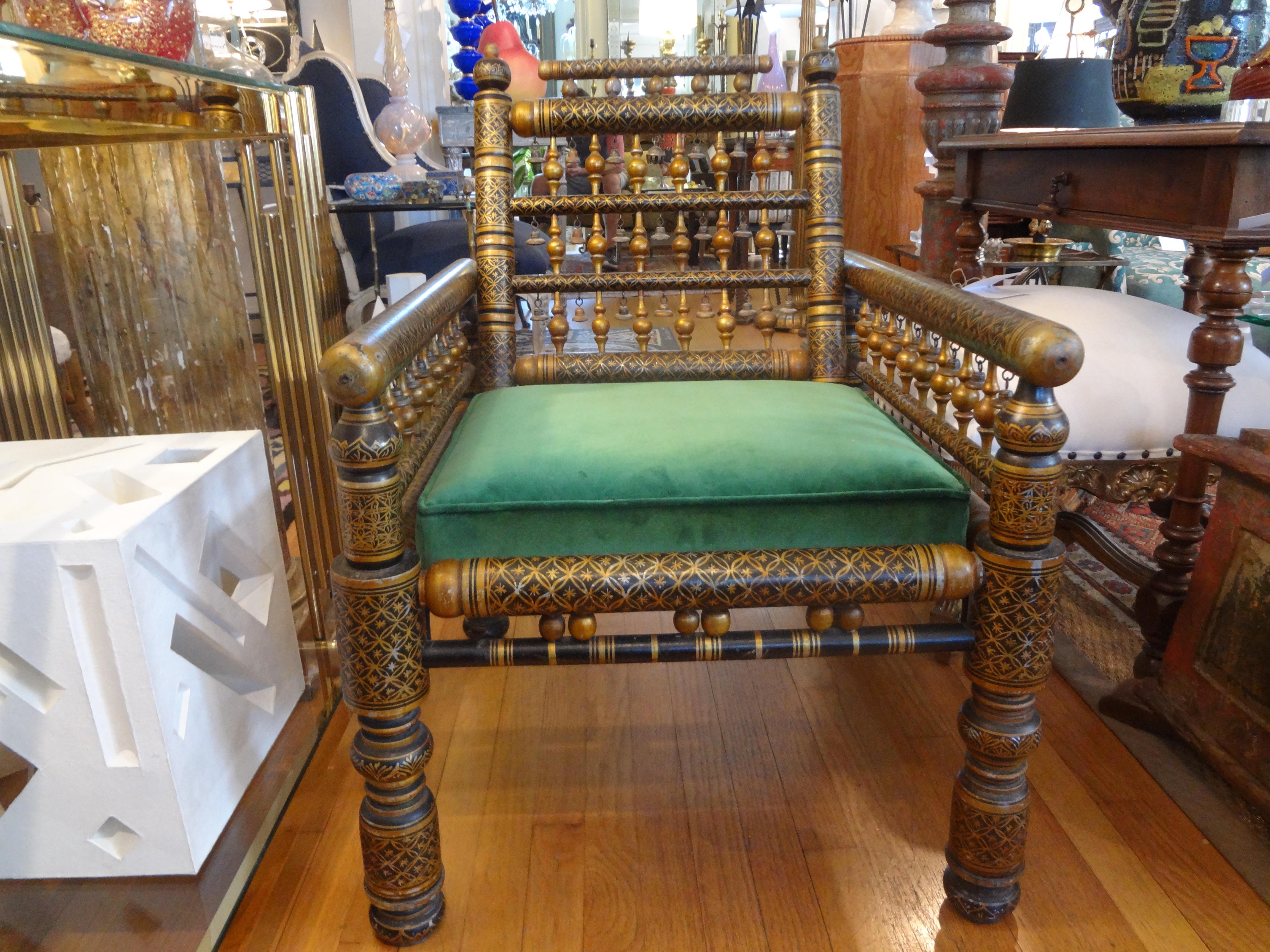 20th Century Moroccan Hand Decorated Chair For Sale 2